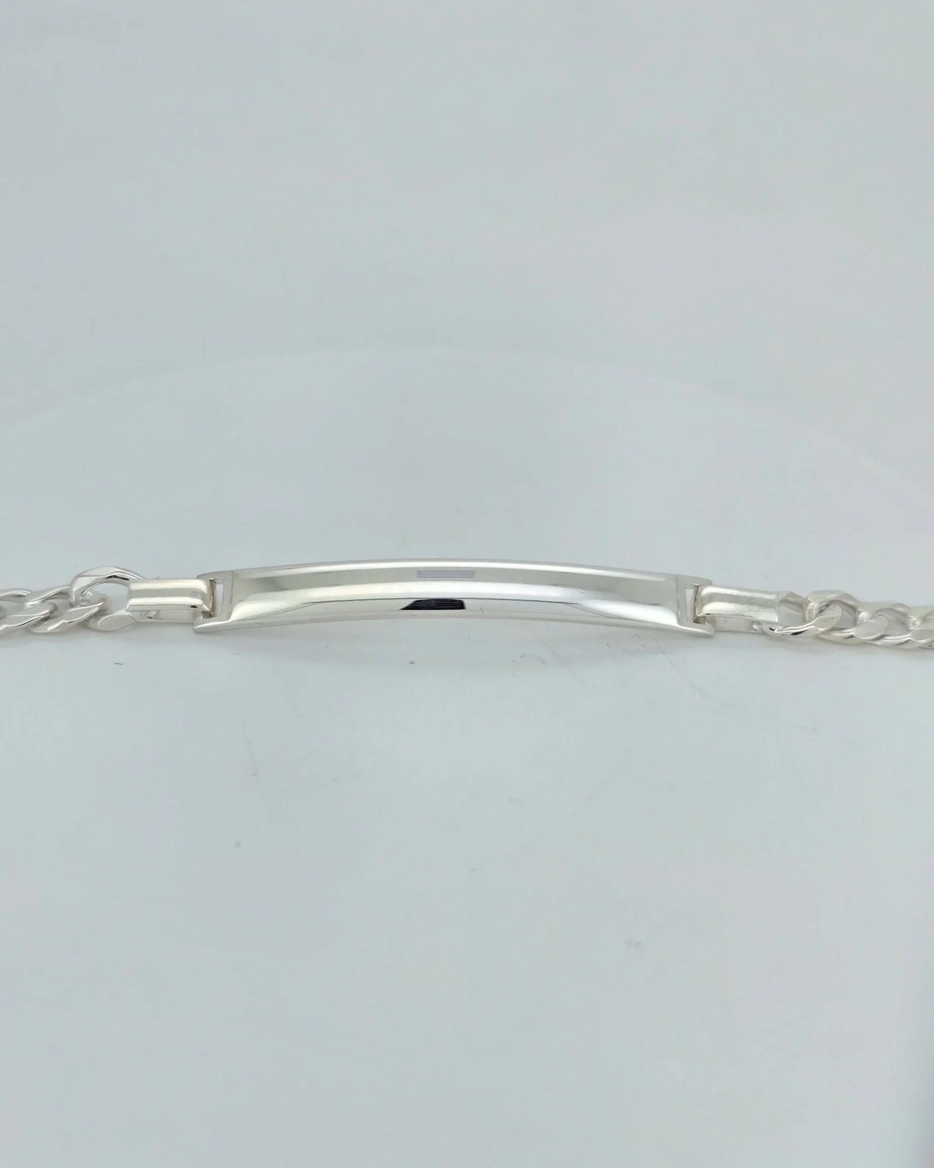 Sterling silver 19cm Bevel Figaro 3-1 ID Bracelet