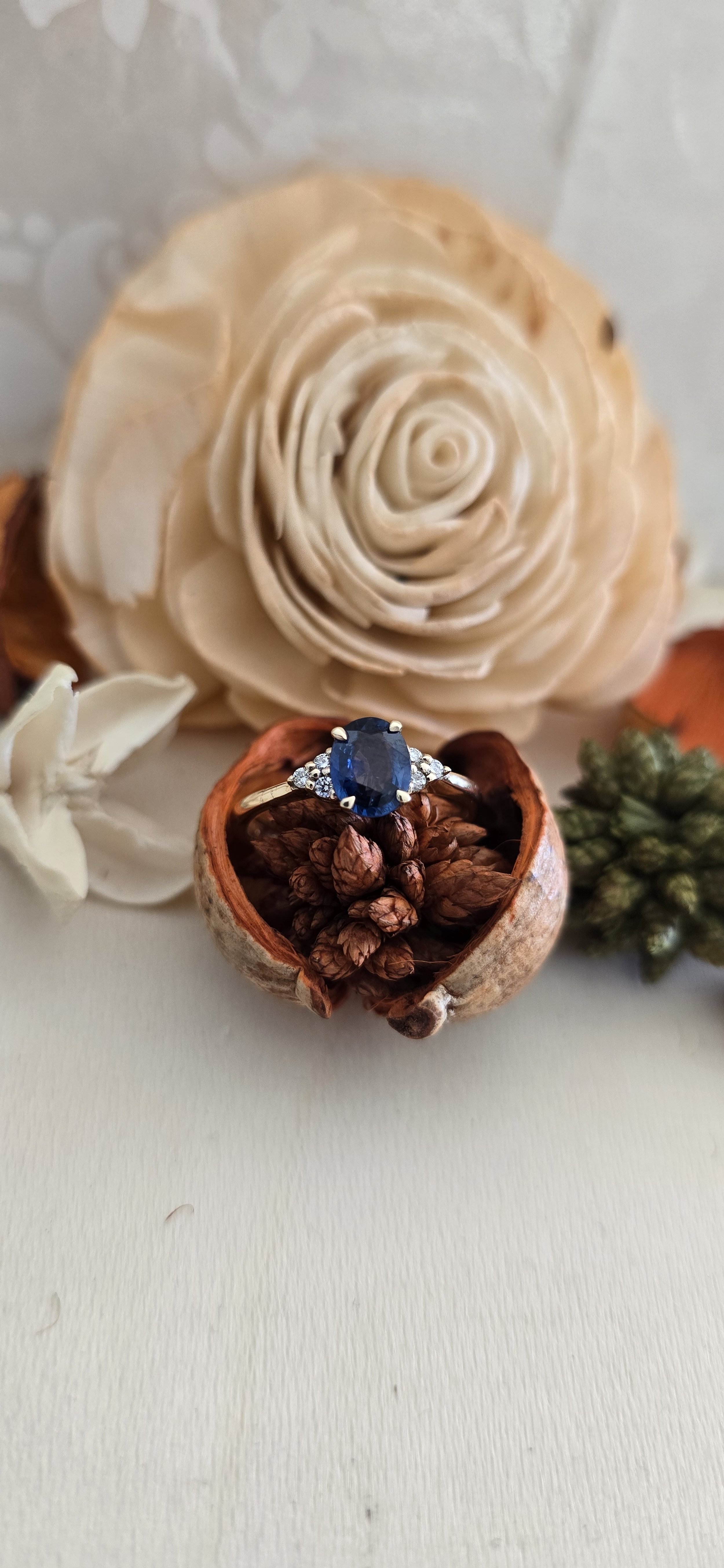 9ct Yellow Gold Sapphire & Diamond Ring