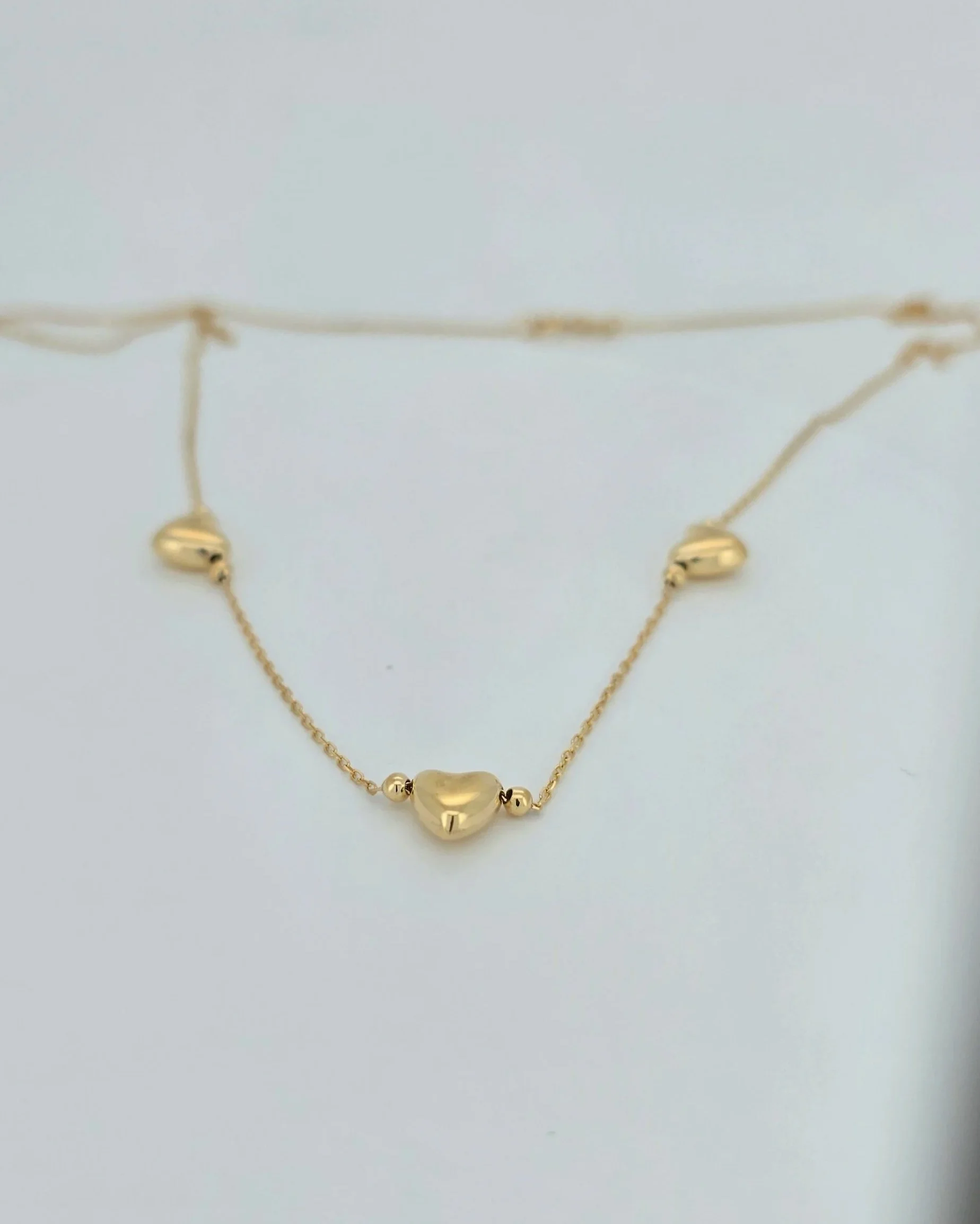 9ct Yellow Gold Heart Charm Necklace - 45cm