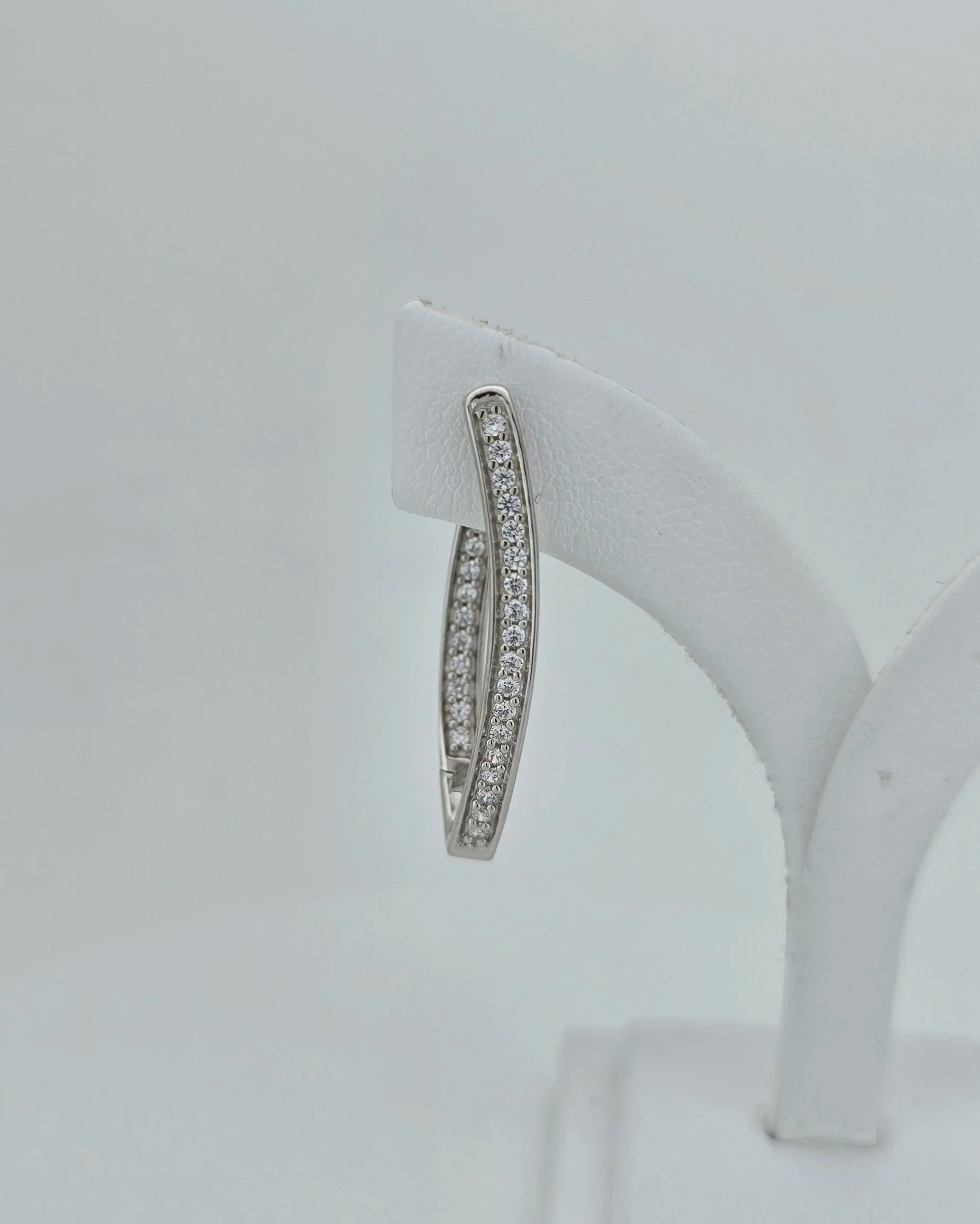 Sterling Silver V-Shape CZ Huggies