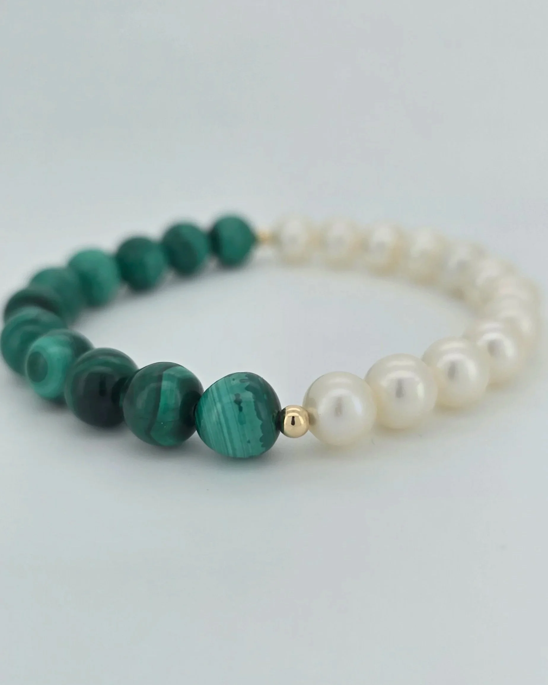 Pearl & Malachite Elastic Bracelet
