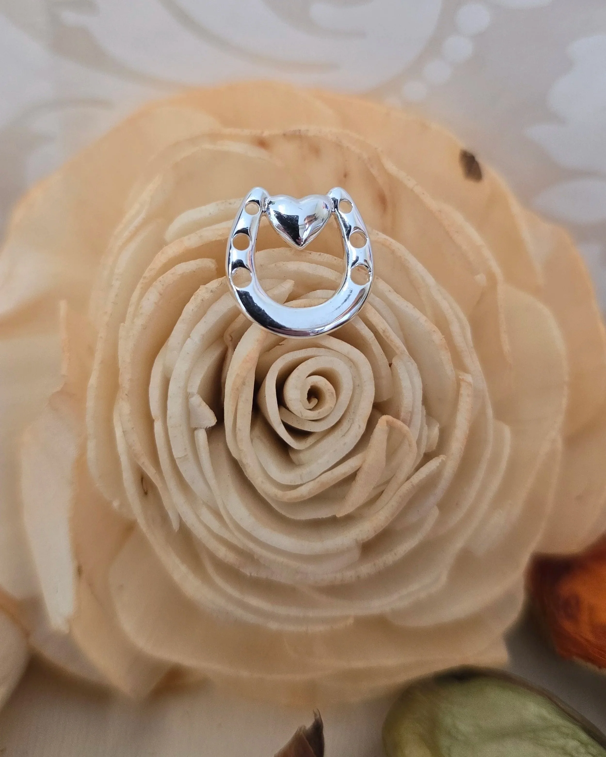 Sterling Silver Horseshoe Heart Pendant