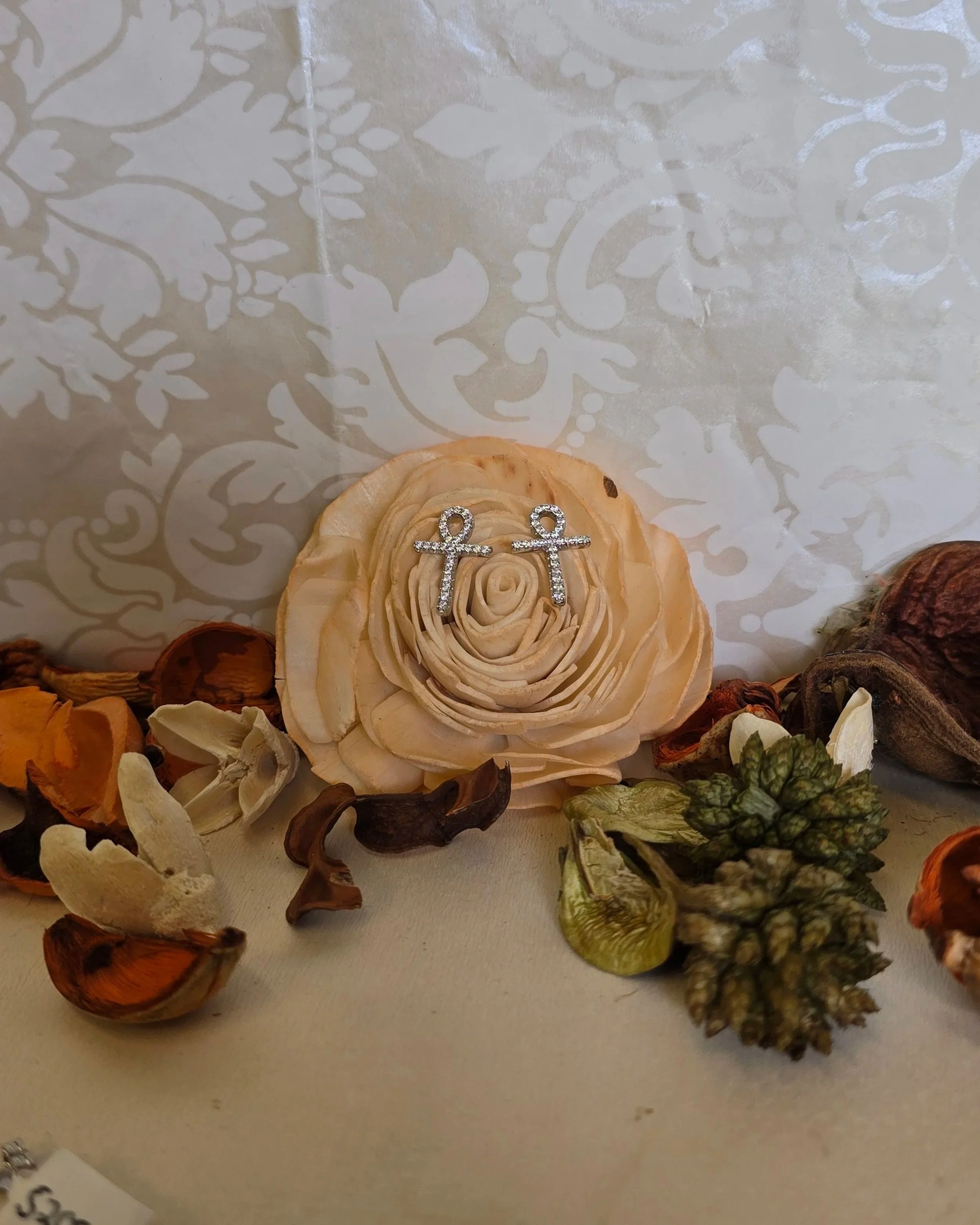 Egyptian cross stud earrings