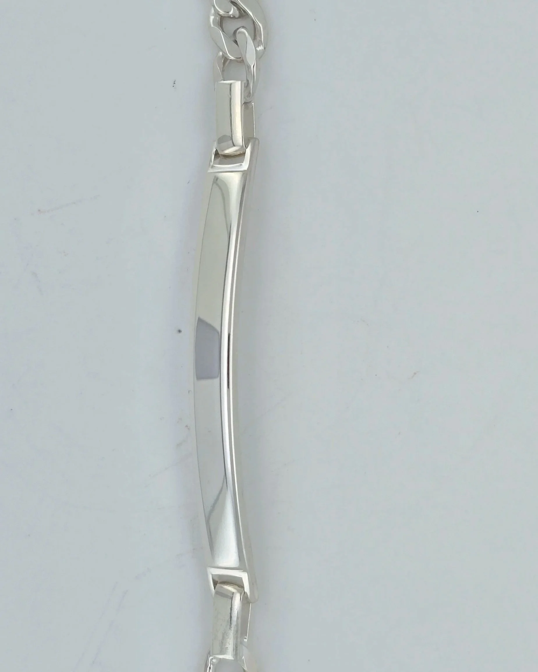 Sterling silver 19cm Bevel Figaro 3-1 ID Bracelet