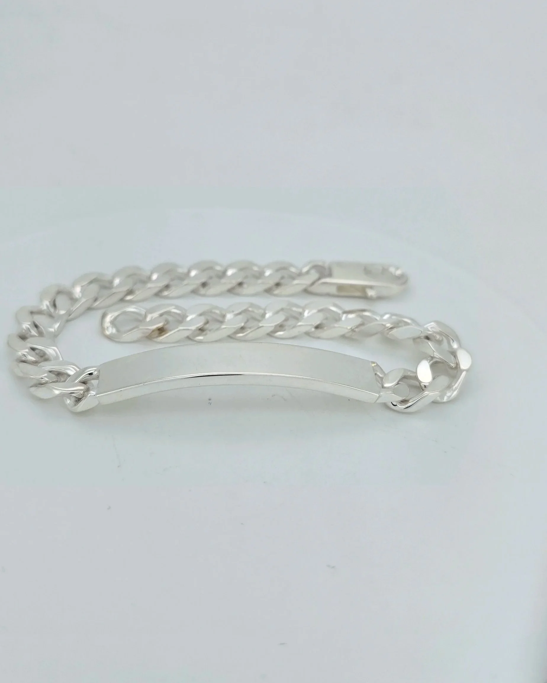 Sterling Silver Diamond Cut Curb ID Bracelet