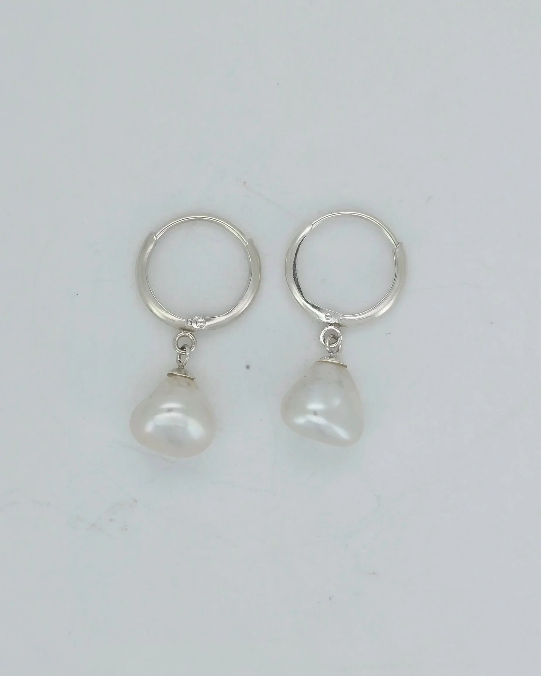 Sterling Silver Keshi Pearl Huggie Earrings