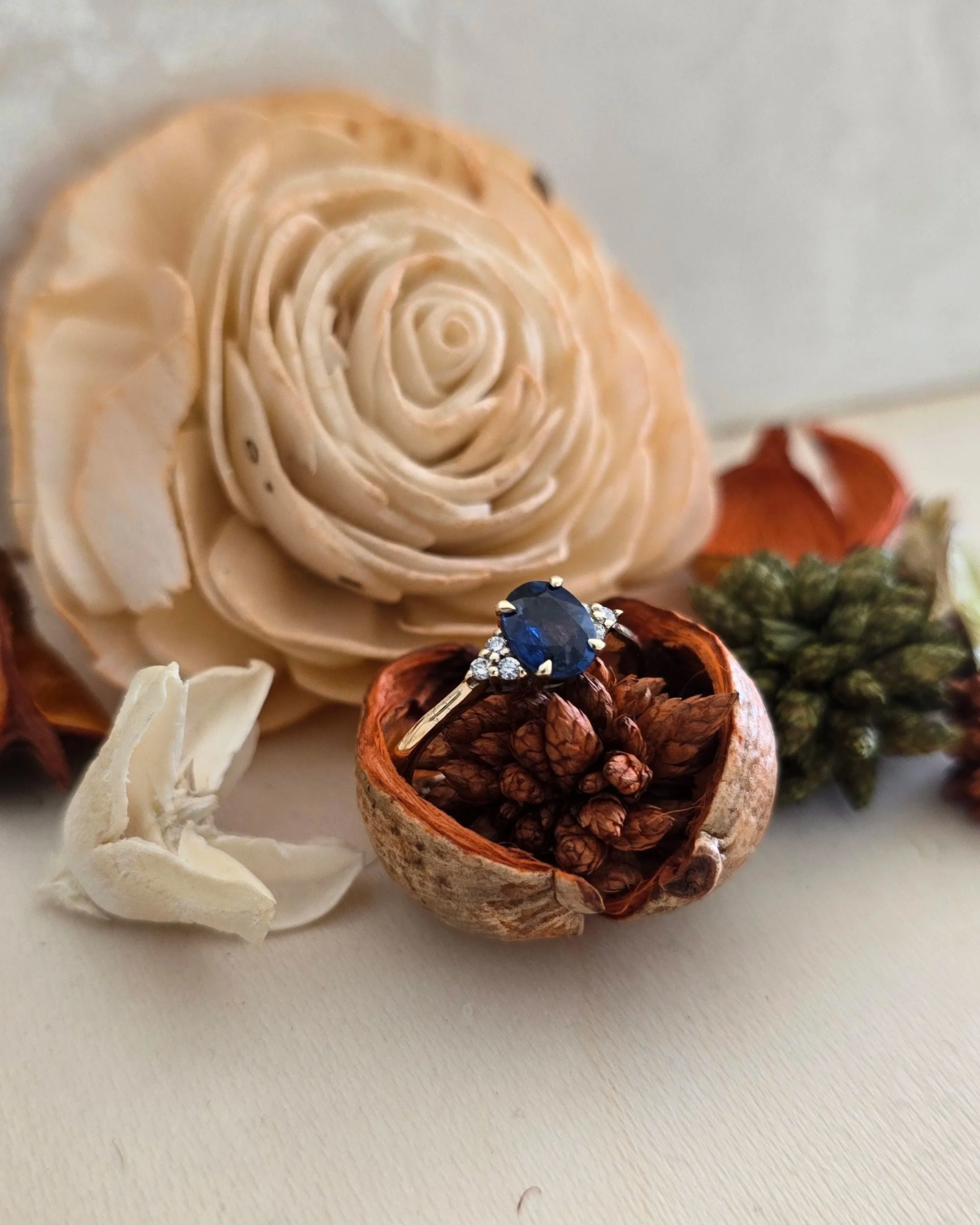 9ct Yellow Gold Sapphire & Diamond Ring