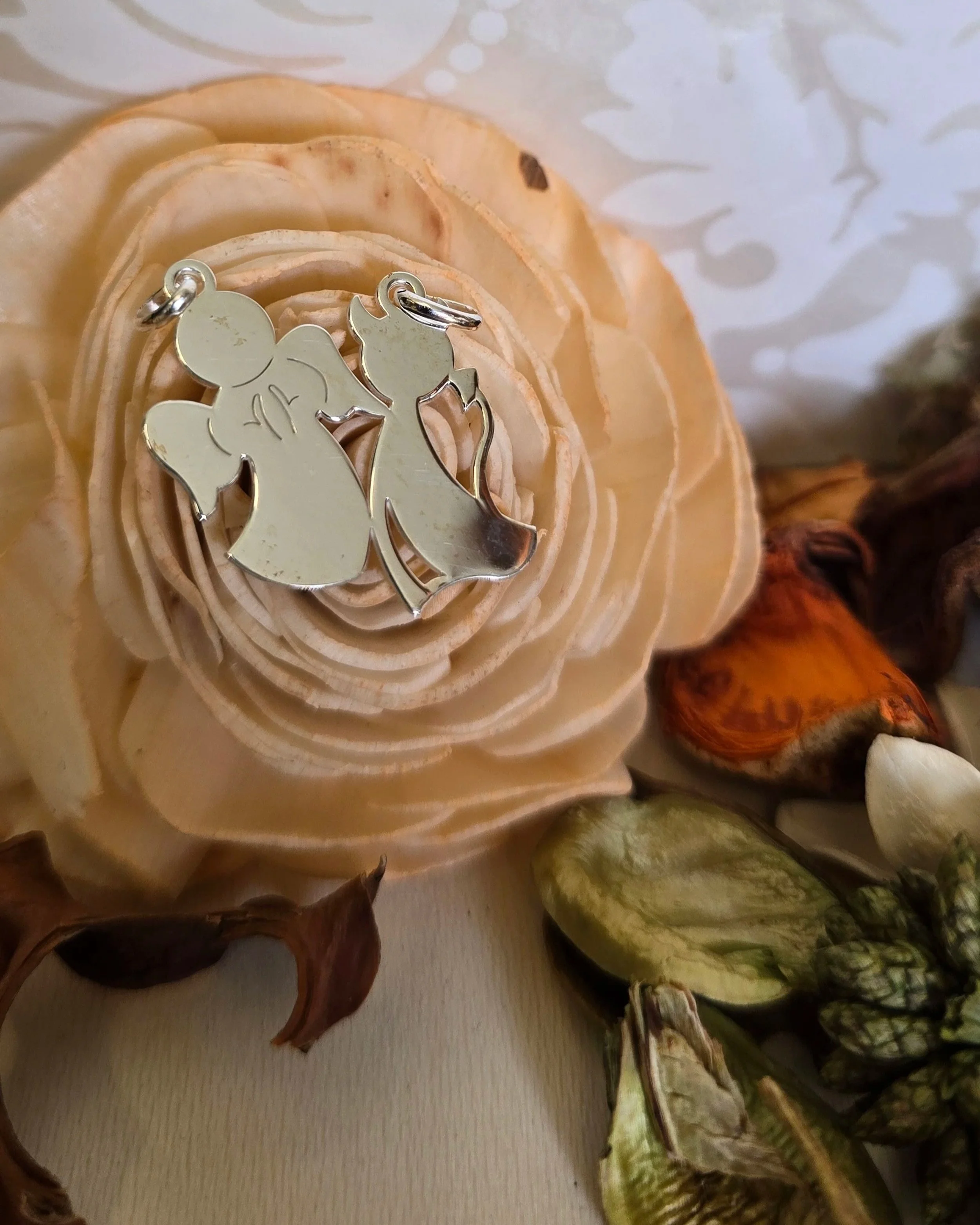 Silver Angel & Devil Share Pendant