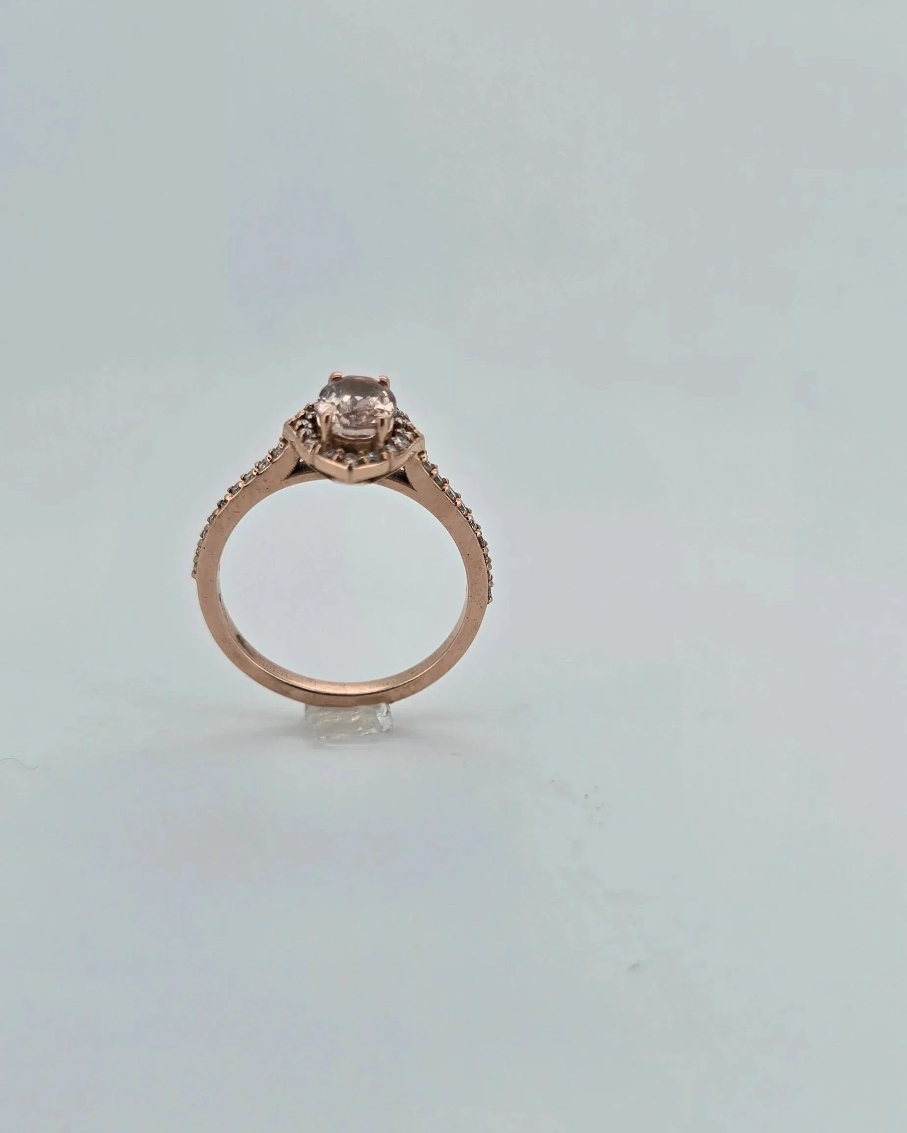 9ct Rose Gold Morganite Halo Ring