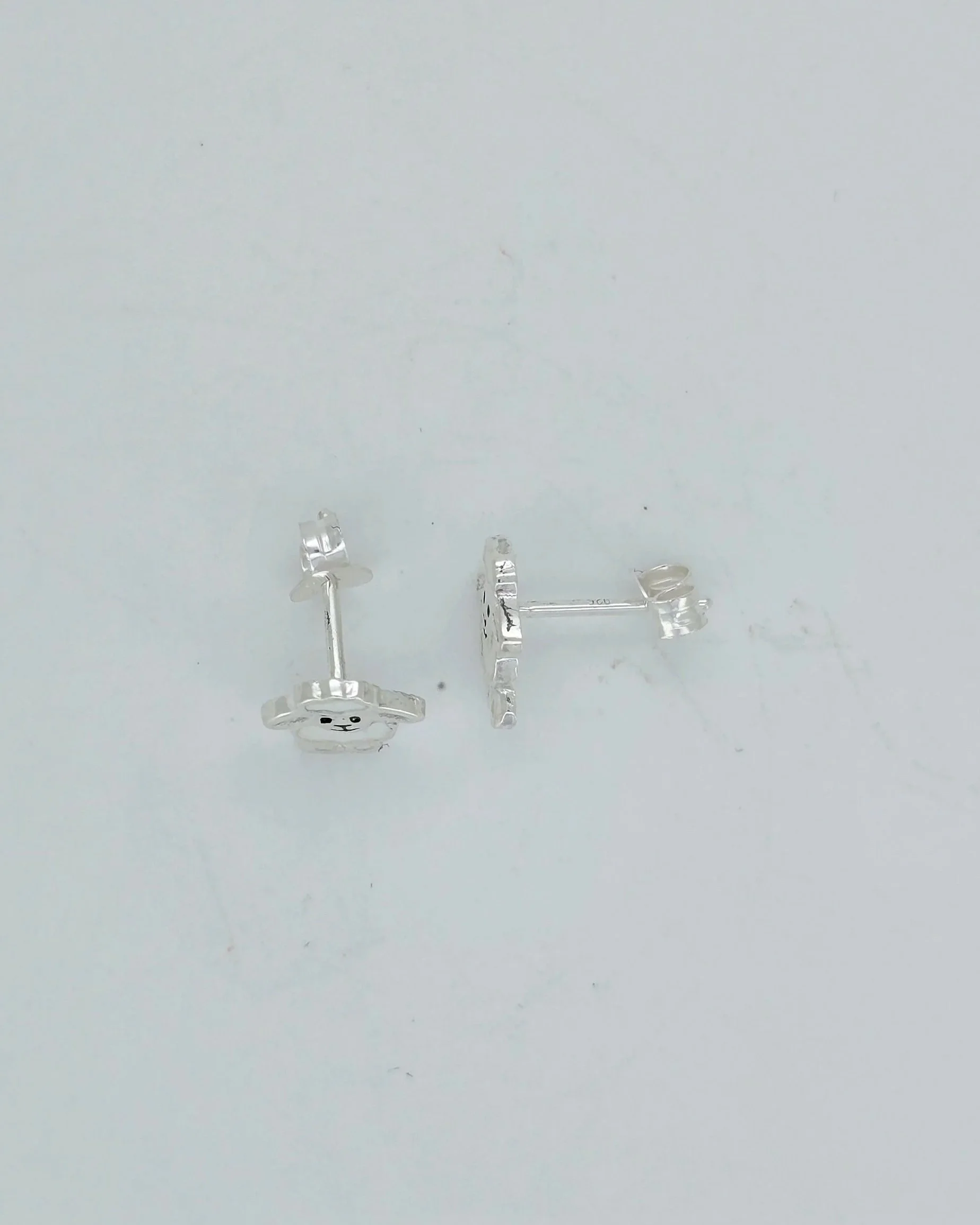 Sterling Silver Ba Ba White Sheep Studs