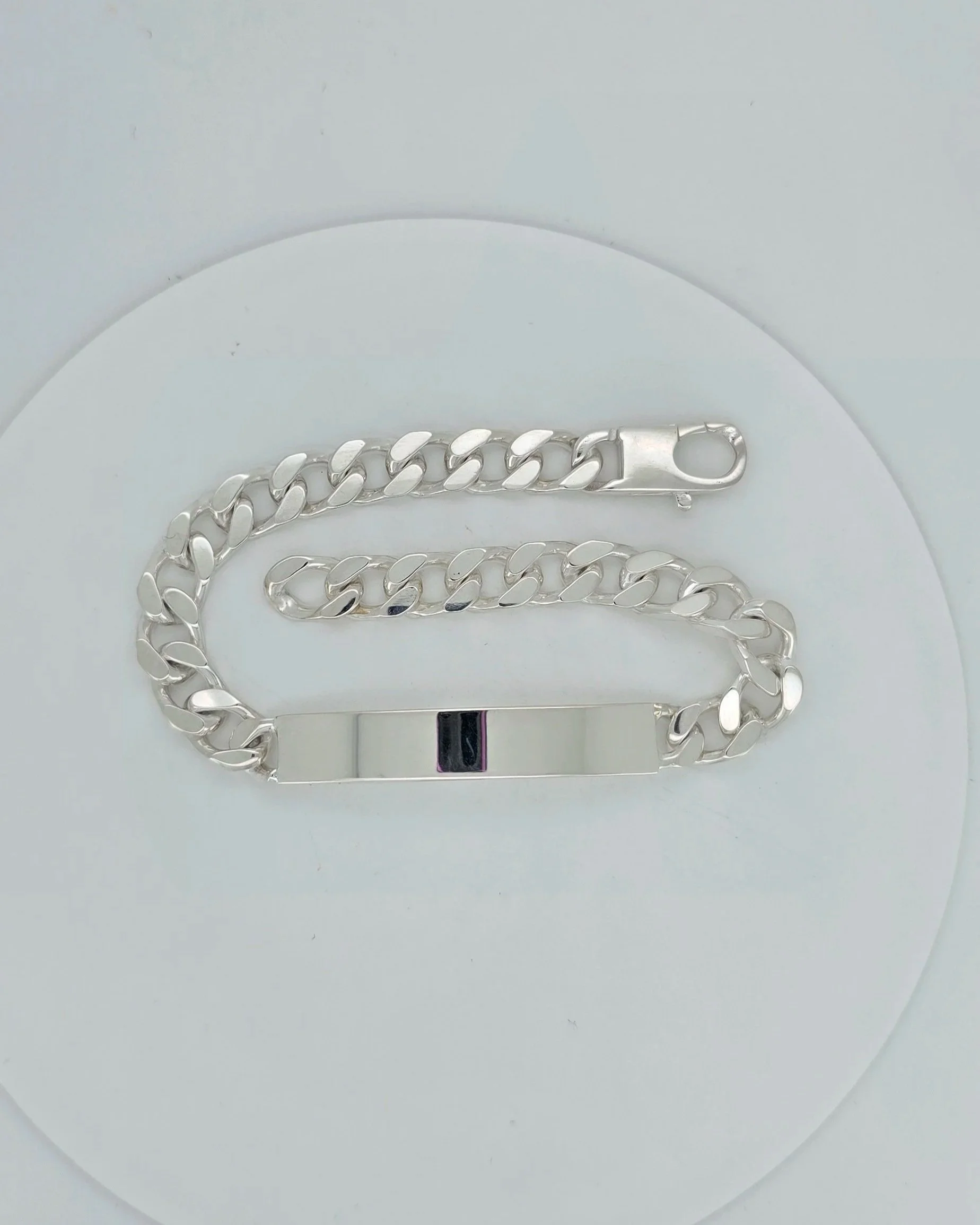Sterling Silver Diamond Cut Curb ID Bracelet
