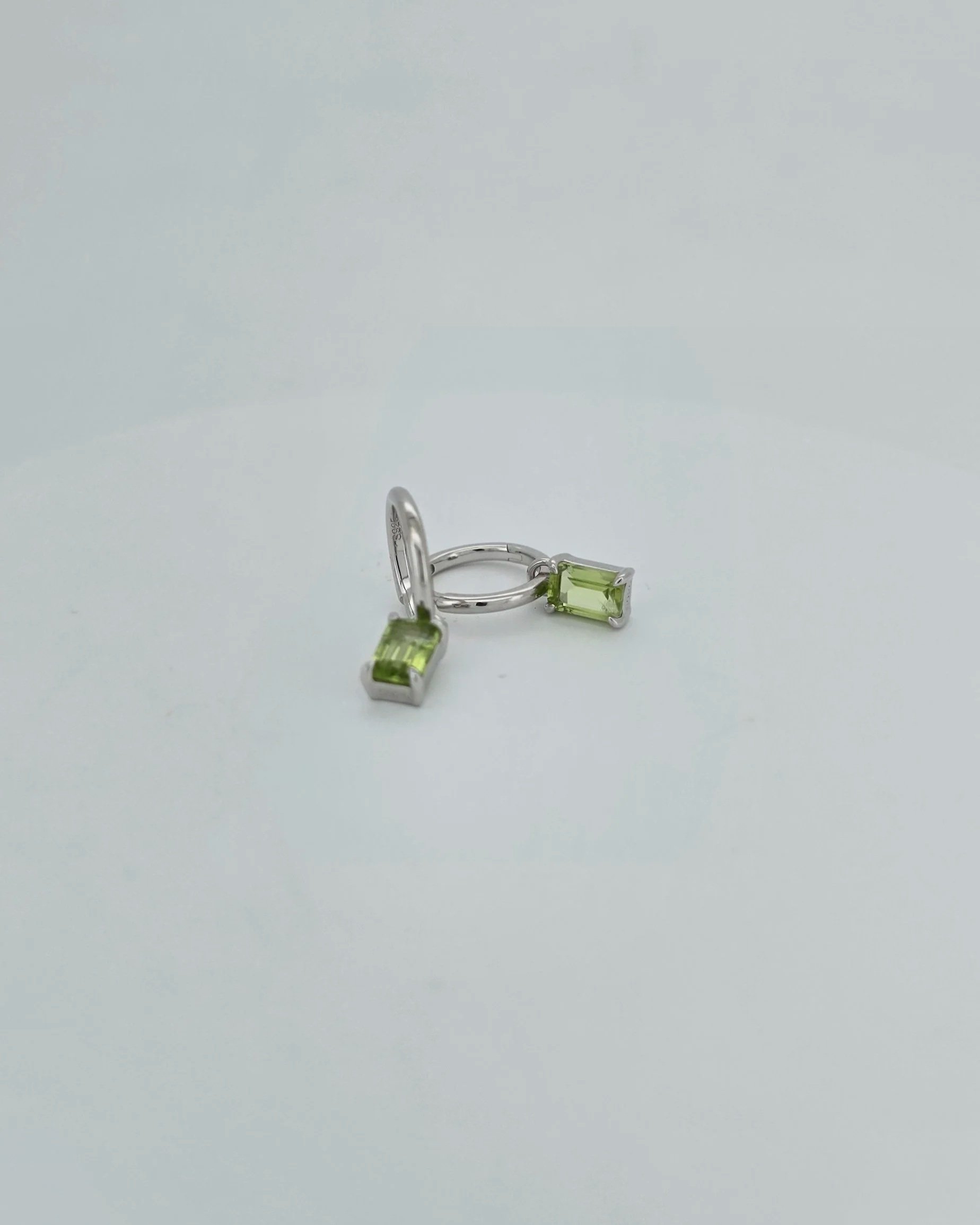 Sterling Silver Peridot Charm Huggie Earrings