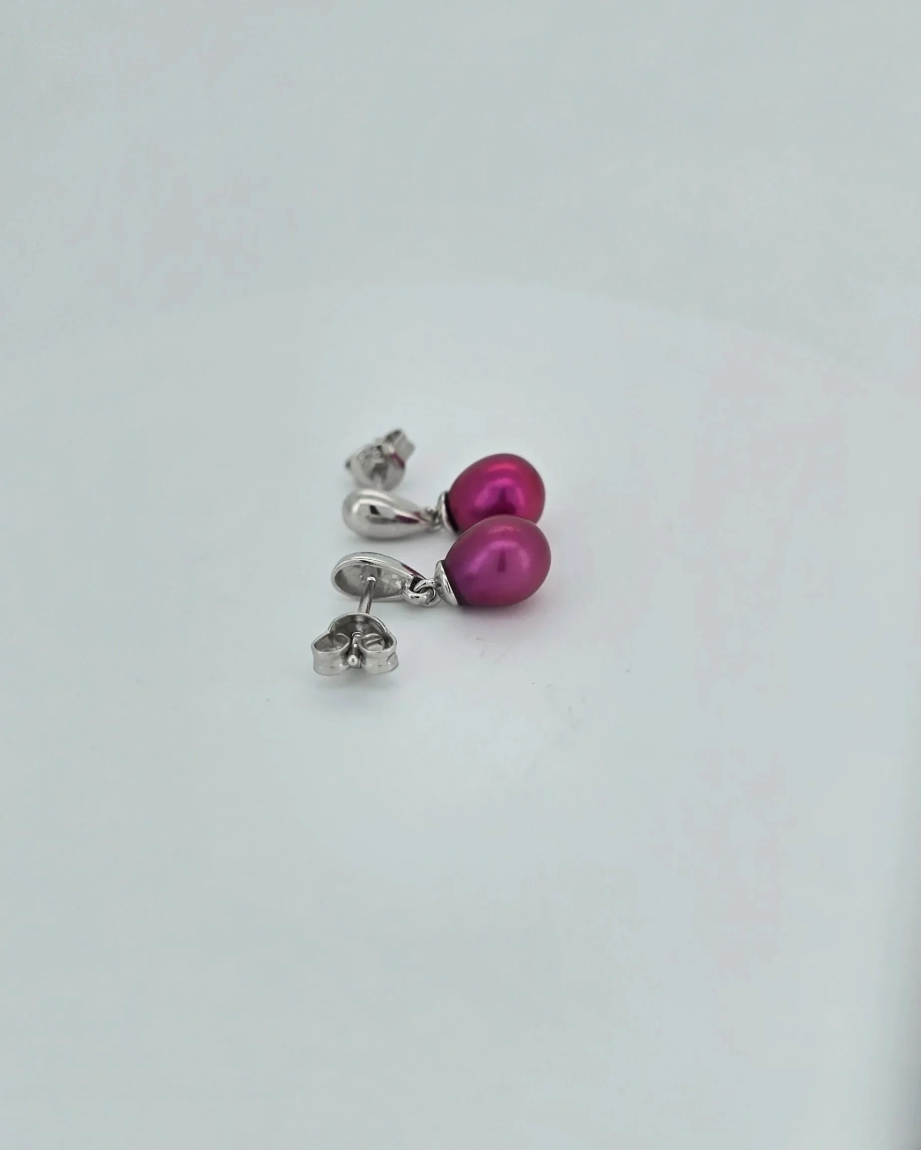 Sterling Silver Pearl Drop Stud Earrings