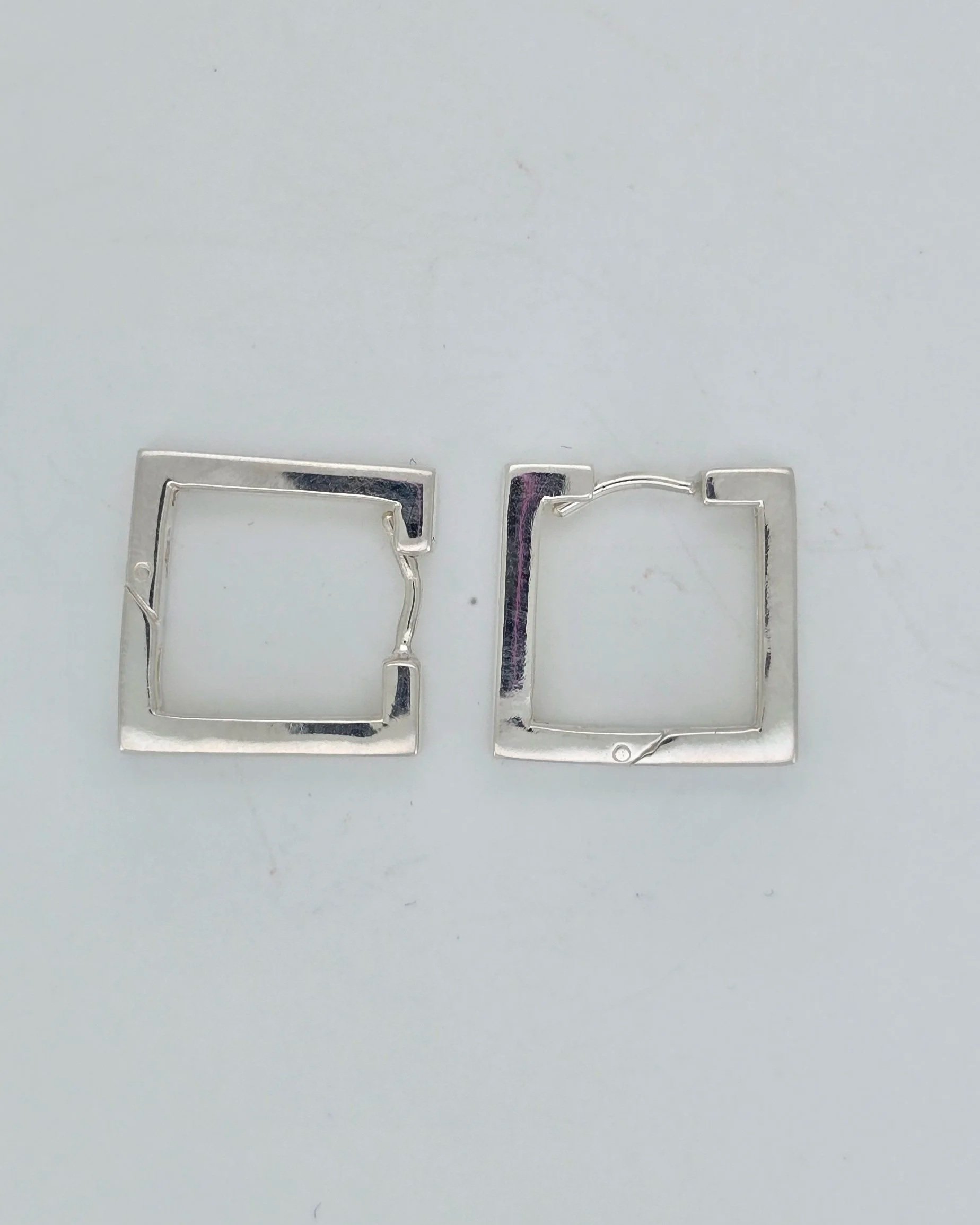 Sterling Silver Square Huggie Earrings