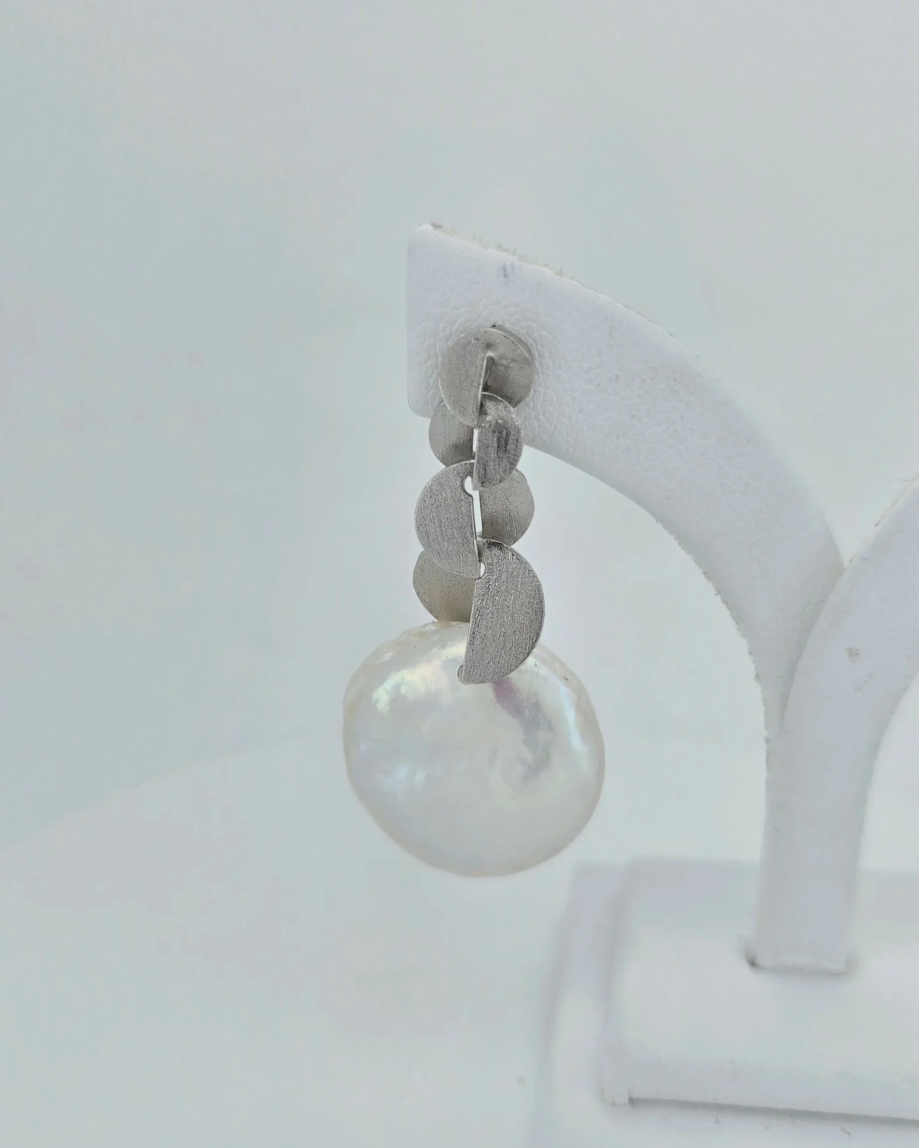 Sterling Silver Freshwater Pearl Multi-Link Drop Earrings