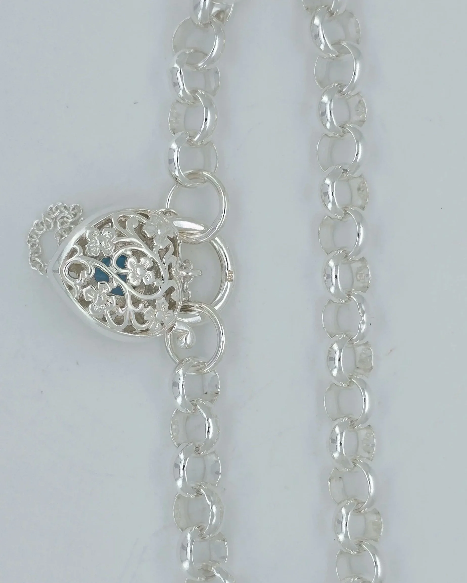 Silver Belcher Bracelet with Blue Topaz Padlock