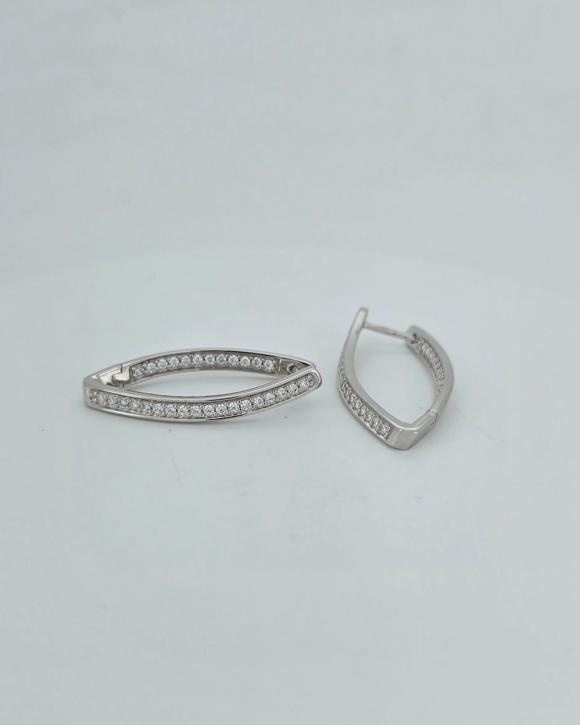Sterling Silver V-Shape CZ Huggies