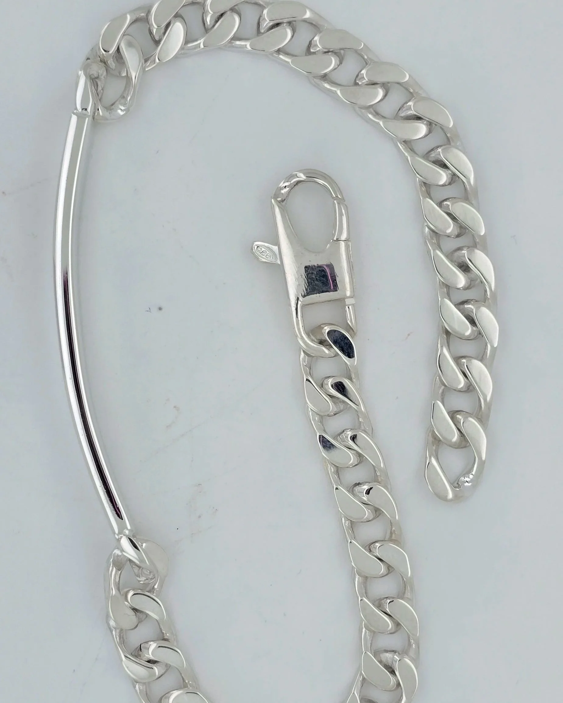 Sterling Silver Diamond Cut Curb ID Bracelet