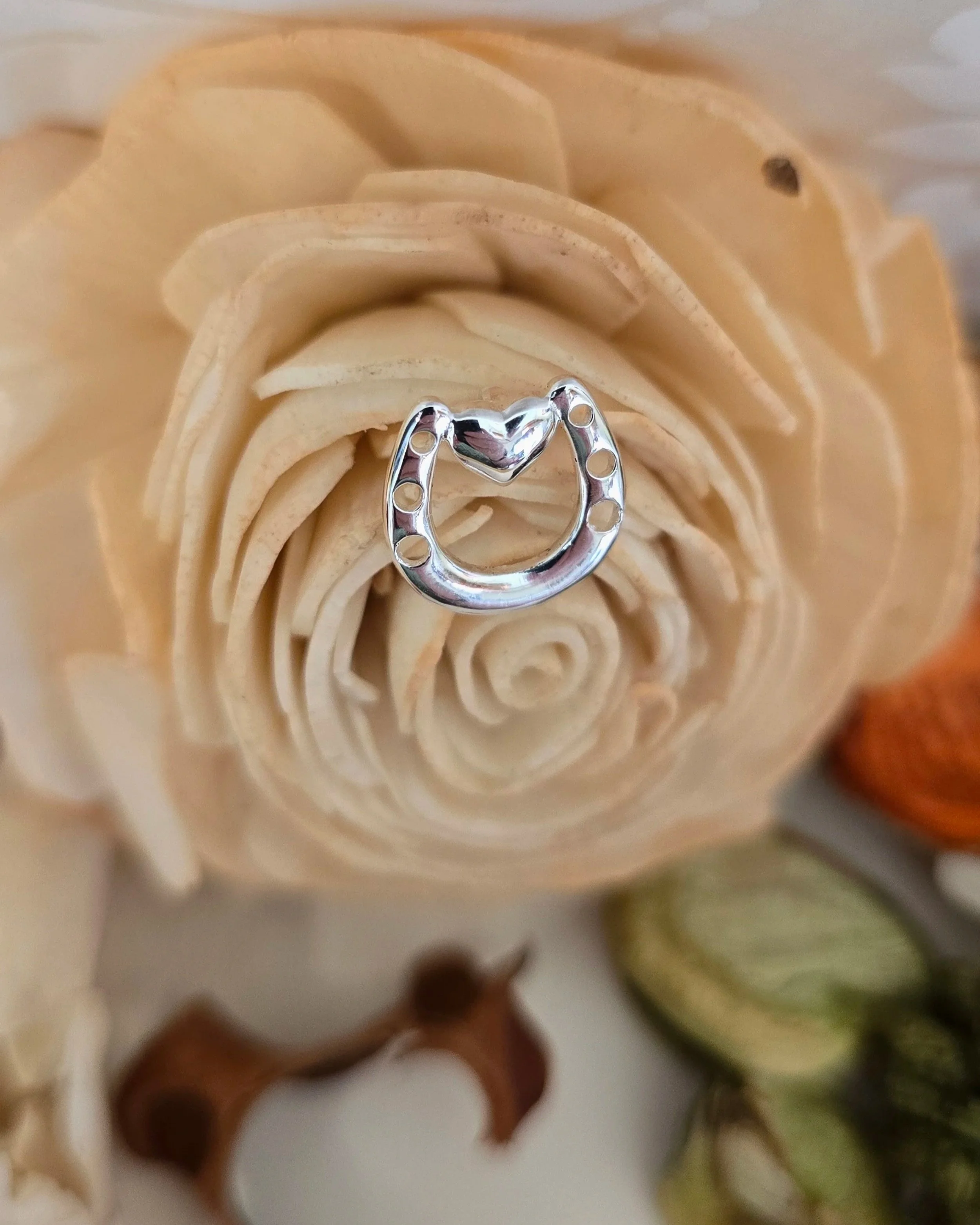 Silver Horseshoe Heart Pendant