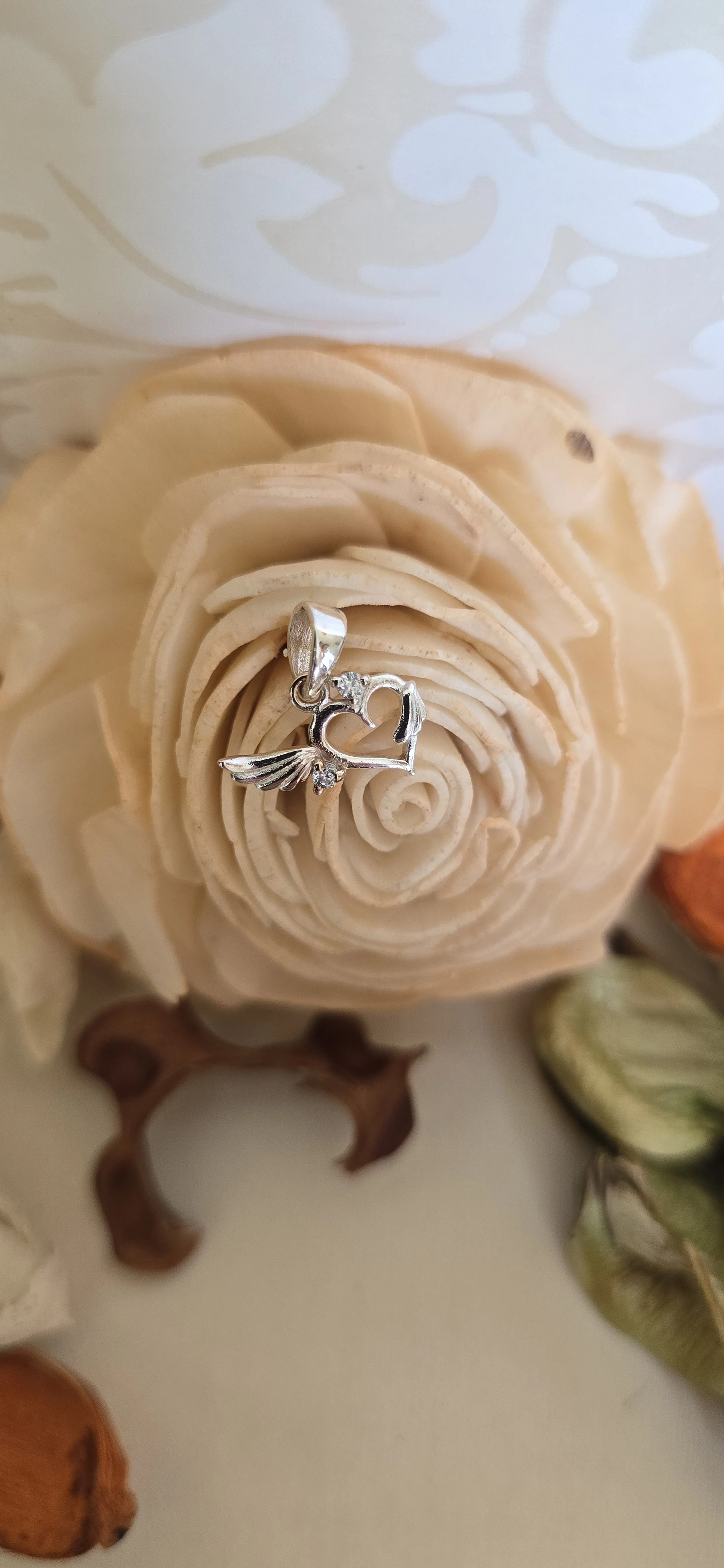 Sterling Silver Heart with Wings Pendant