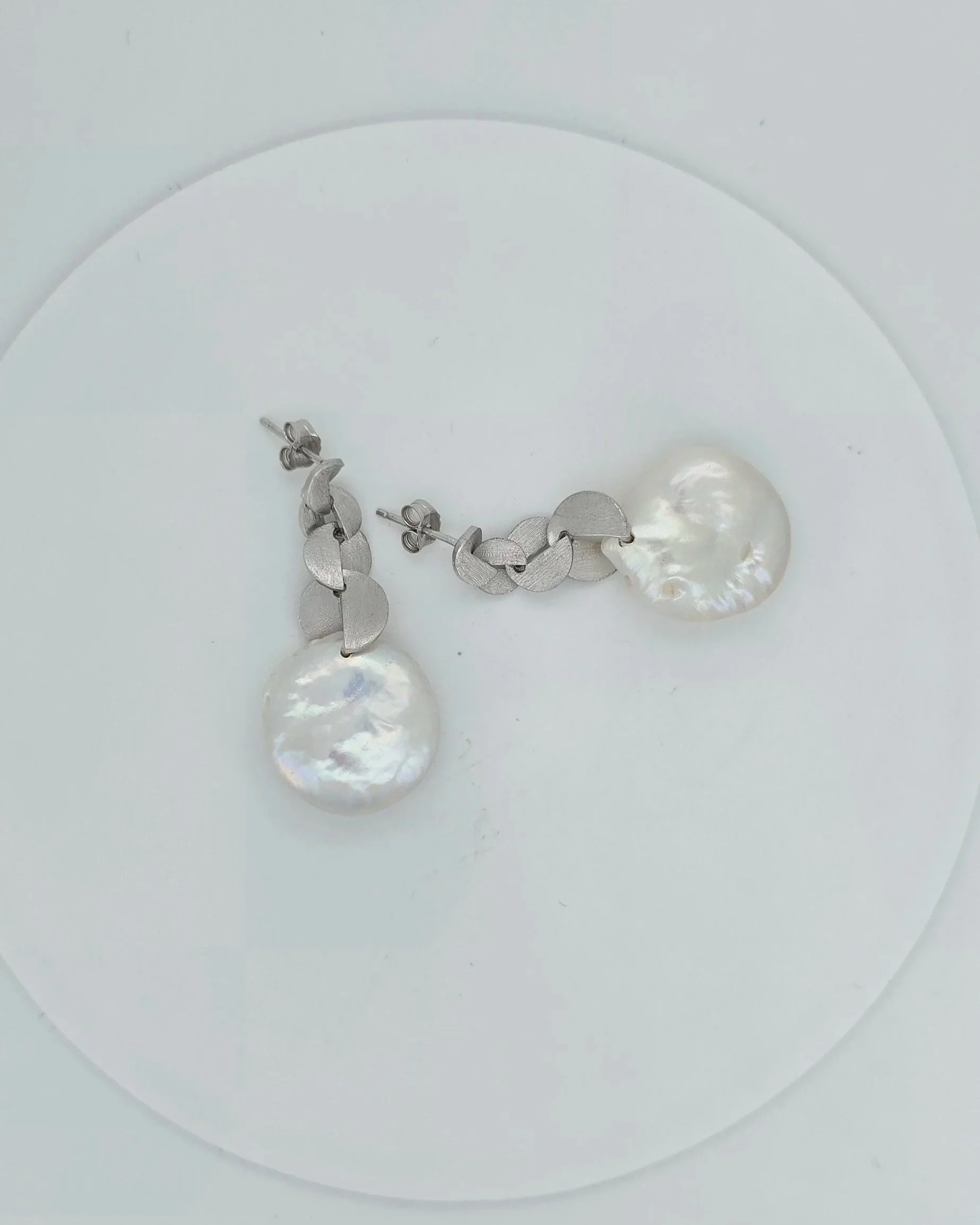Sterling Silver Freshwater Pearl Multi-Link Drop Earrings