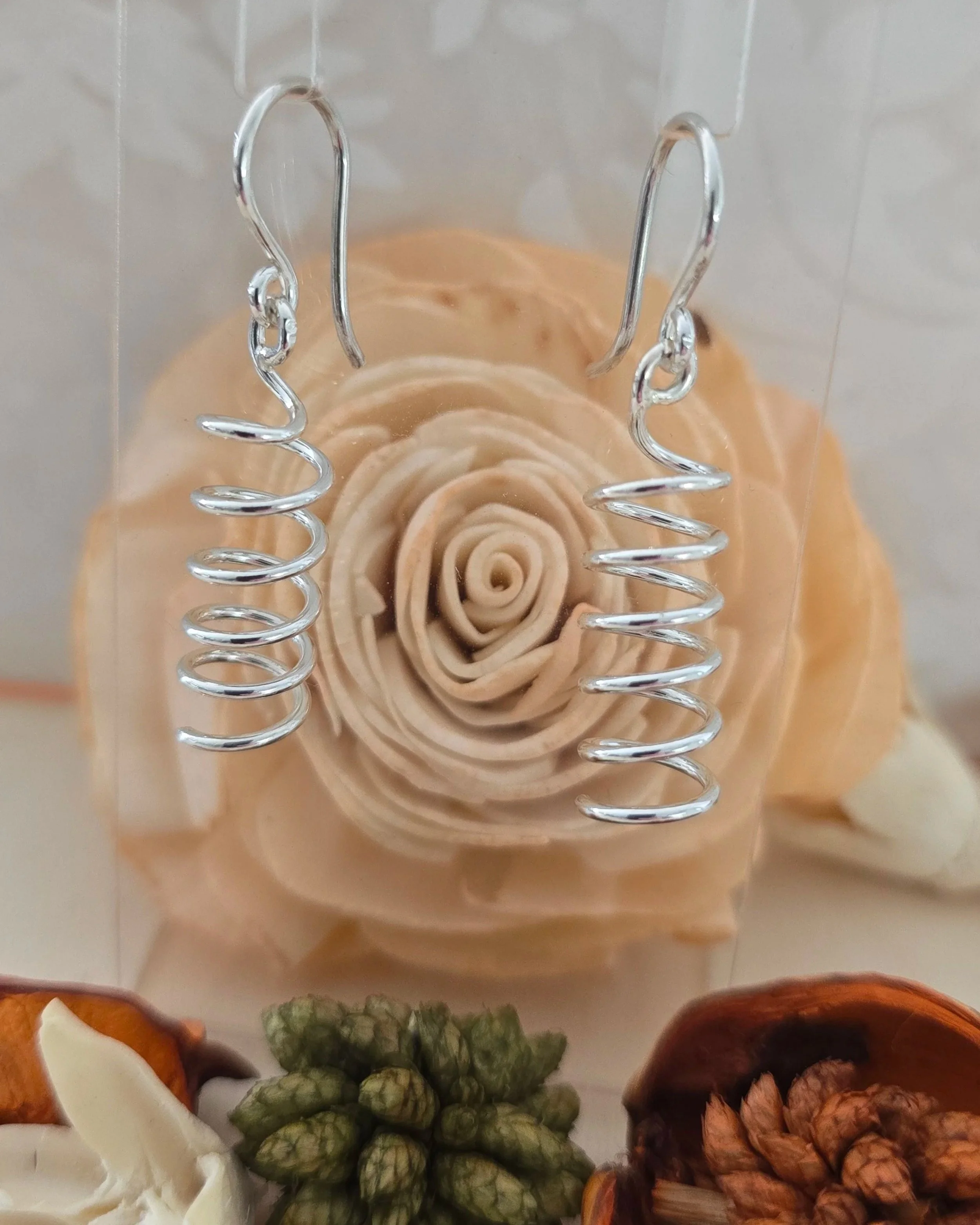 Silver Spiral Wire Drop Earrings