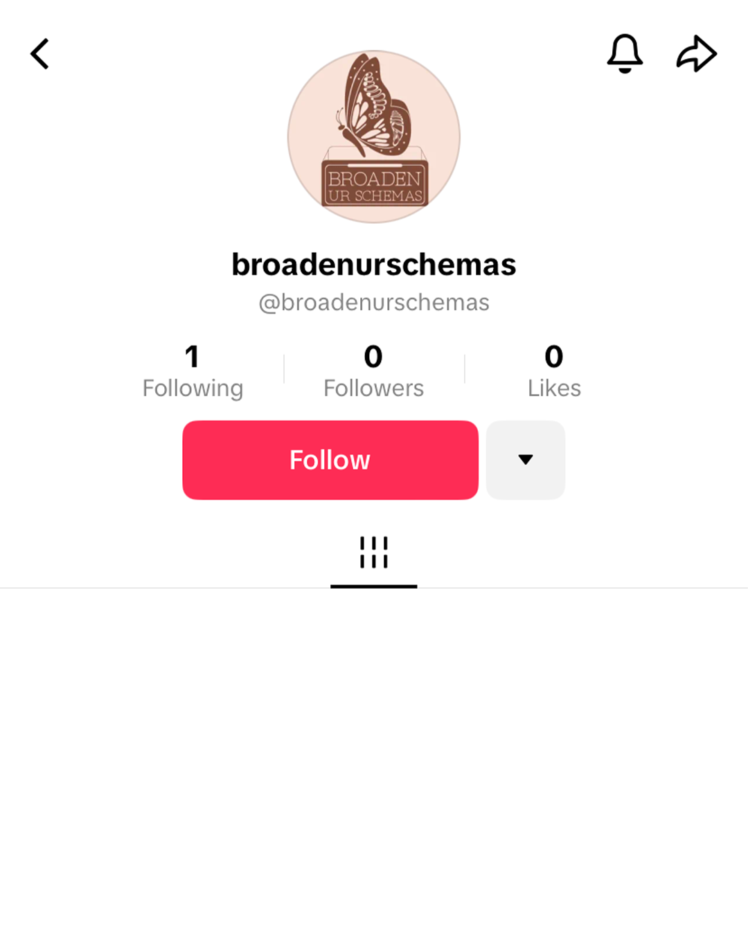 Screenshot of a social media profile with a butterfly logo featuring the text 'Broaden Ur Schemas' and an account handle '@broadenurschemas'.
