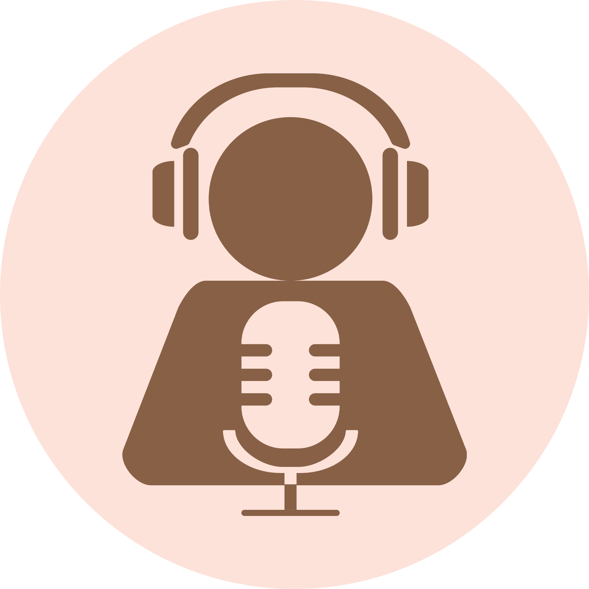 Icon of a person wearing headphones and speaking into a microphone, representing podcasting or broadcasting