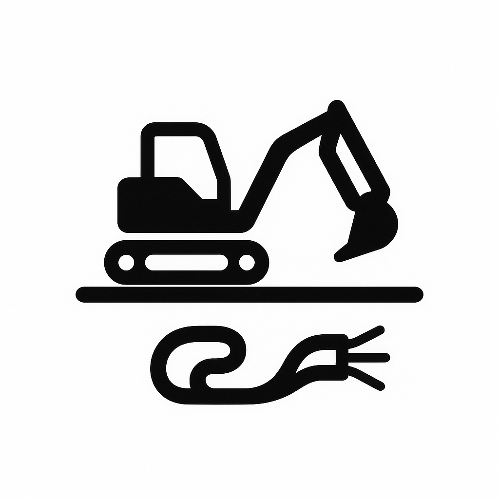 Silhouette of a construction excavator.