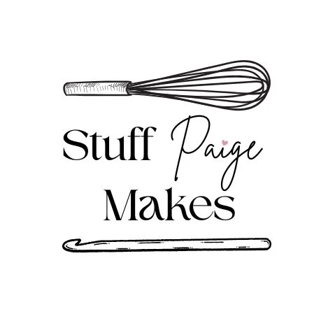The image features a kitchen whisk and a spatula above the text 'Stuff Paige Makes' with a pink heart dotting the 'i' in 'Paige'.
