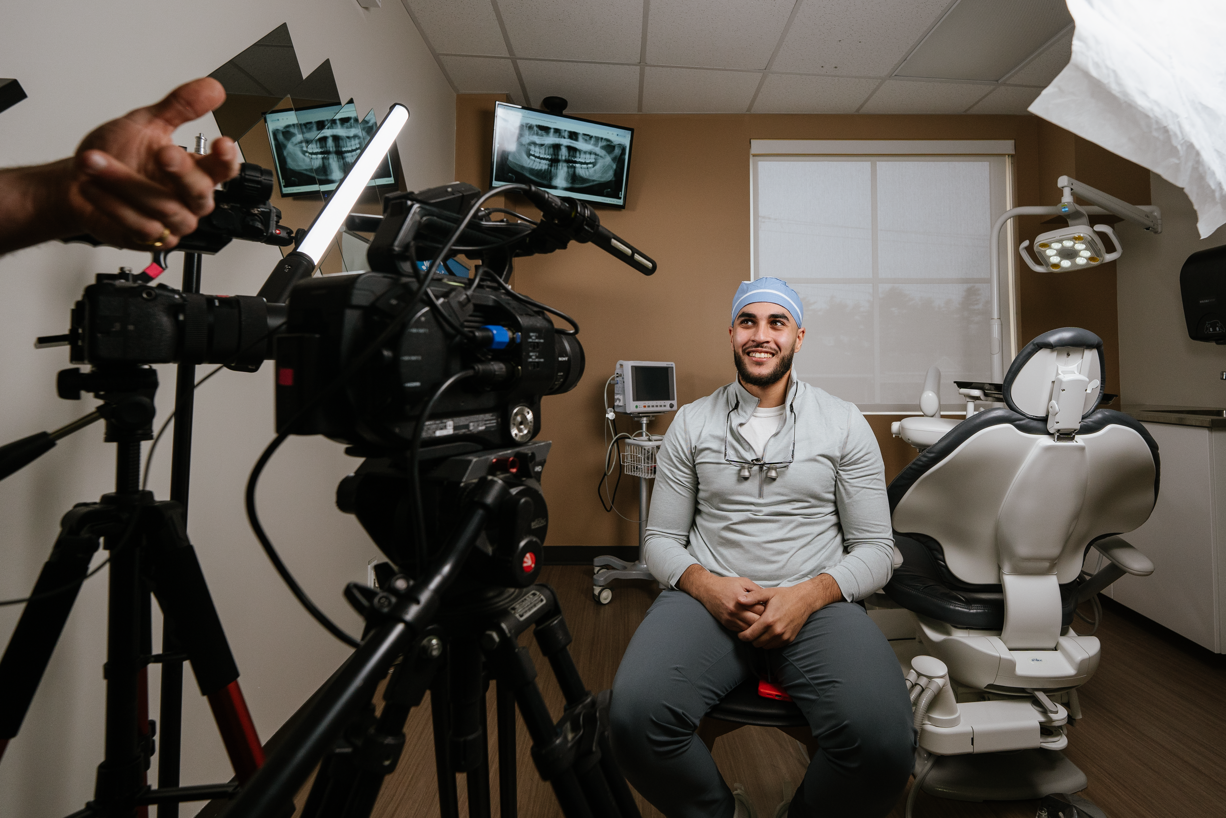 Behind-the-scenes video production shoot at Ravines Dental Centre, Halifax