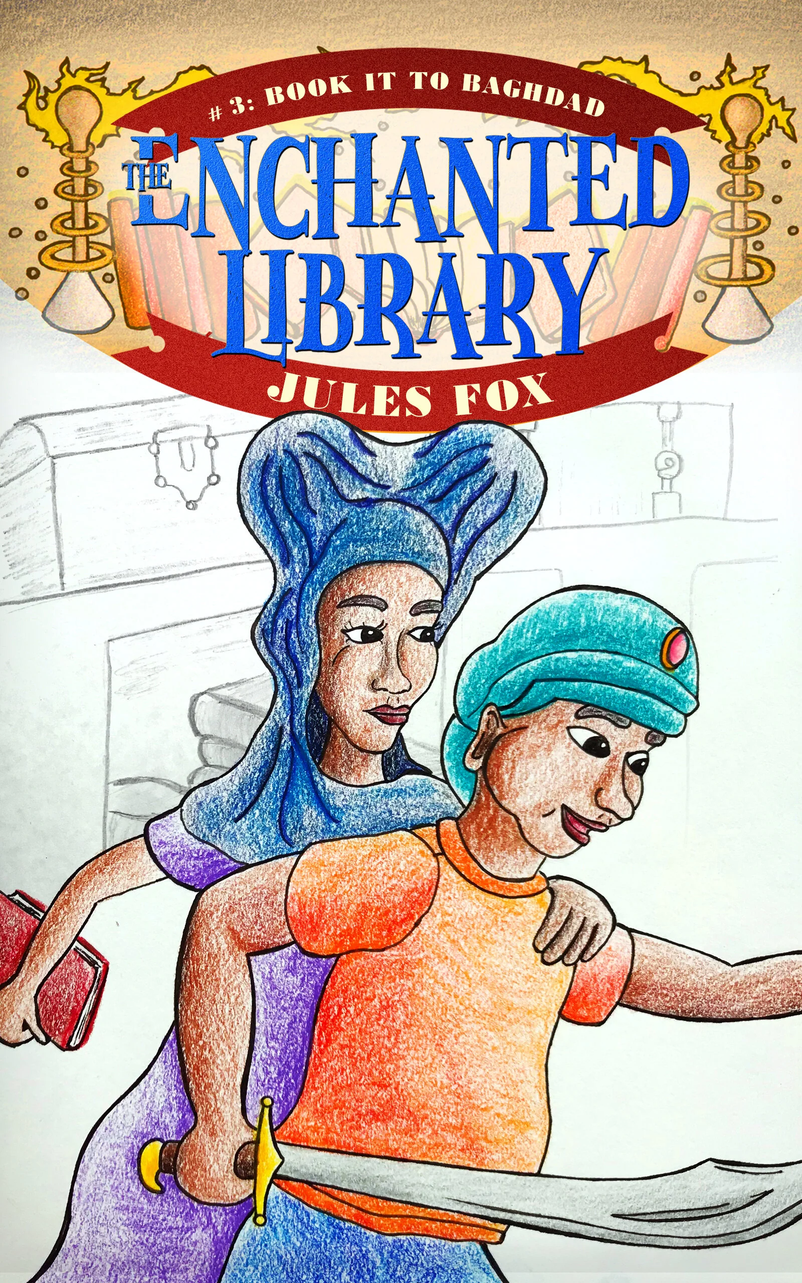 Book it to Baghdad: (The Enchanted Library #3) - Travel Back In Time To Meet al-Kindi  Tash and Javi stumble across an enchanted library in their new foster home. They find themselves back in time in Baghdad, where they meet al-Kindi, the "Philosoph…