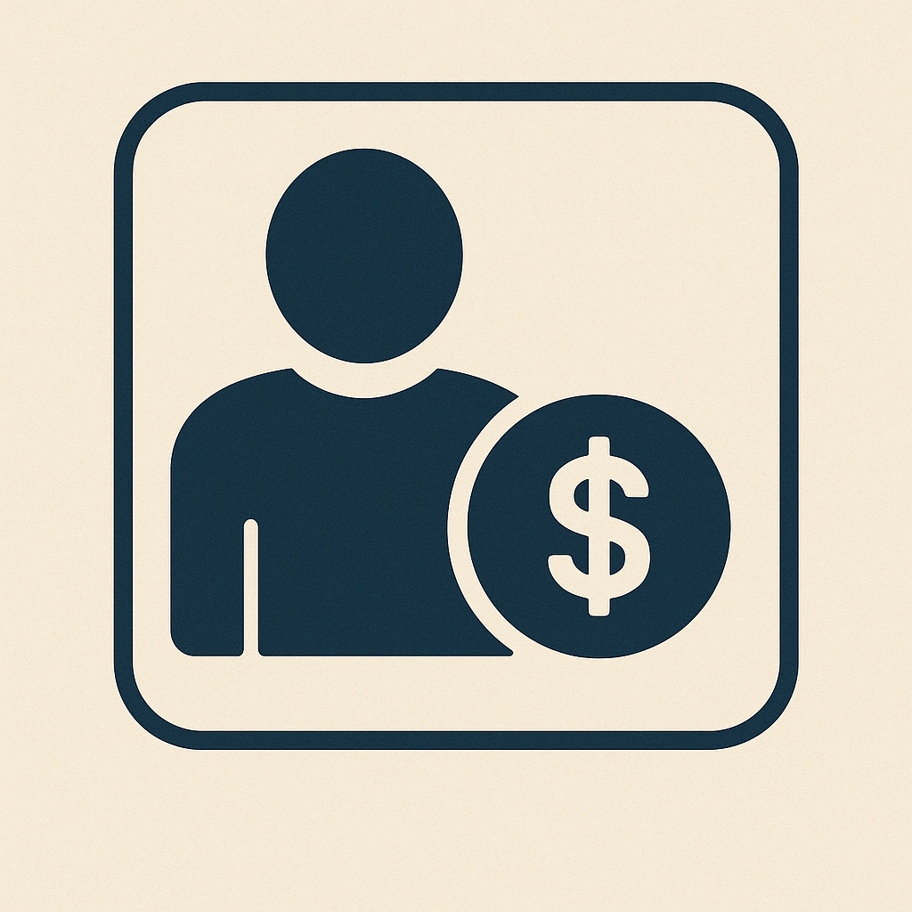 Icon of a person with a dollar sign