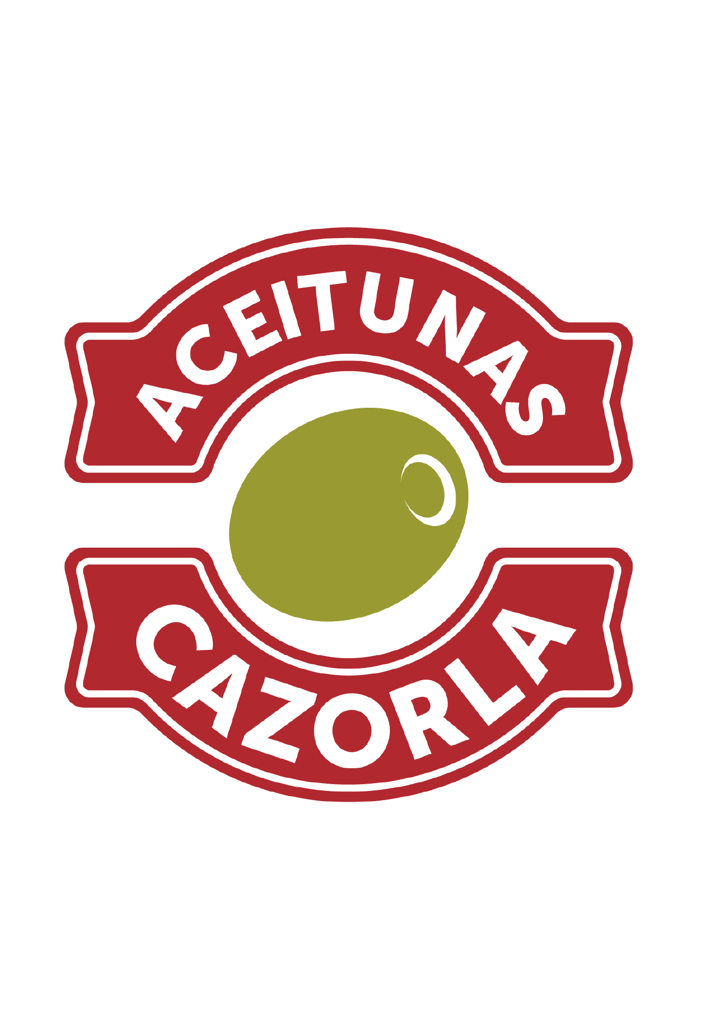 Logotipo de la cervecería Aceitunas Cazorla con una aceituna en el centro