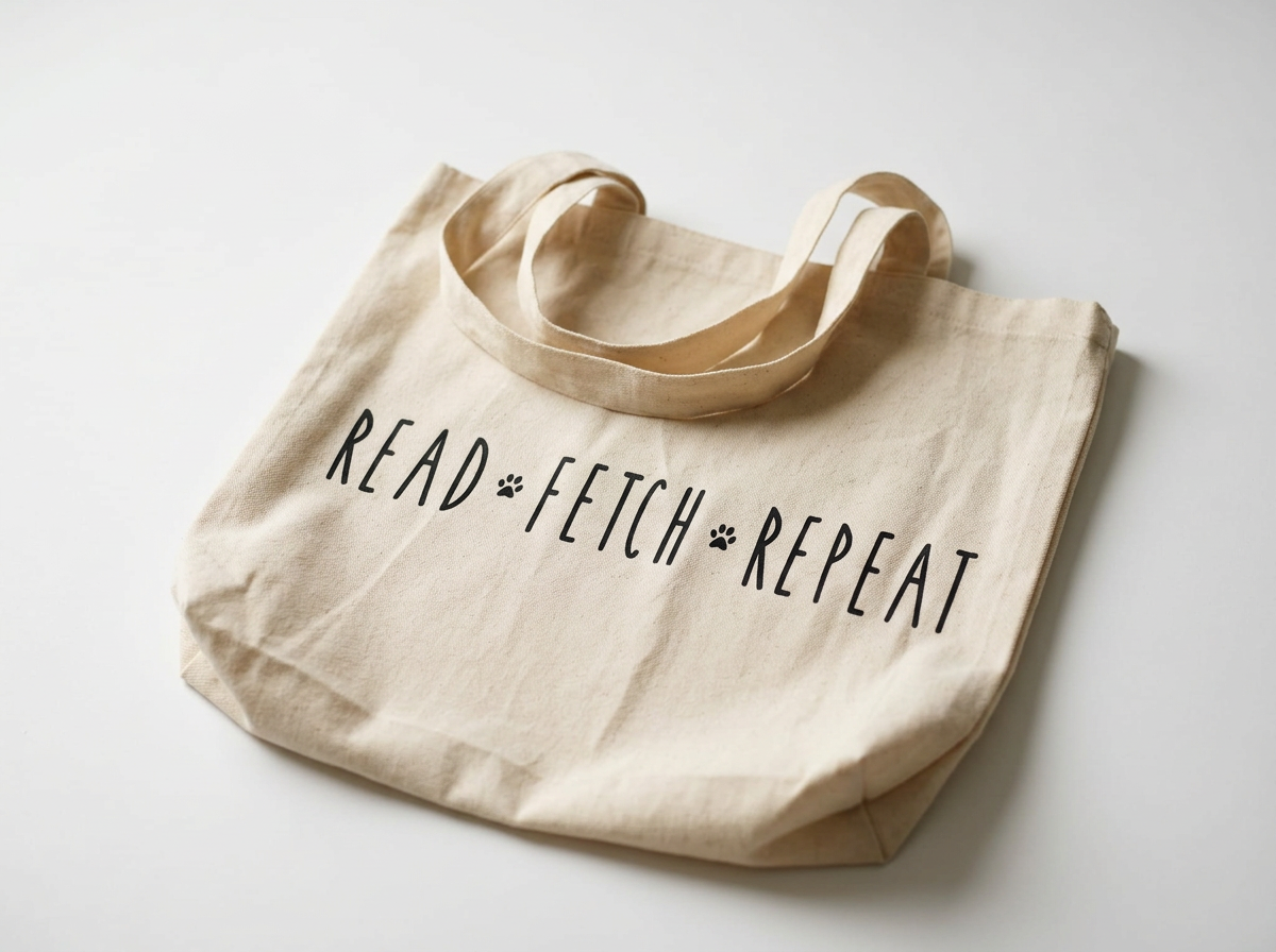"Read. Fetch. Repeat." Canvas Tote