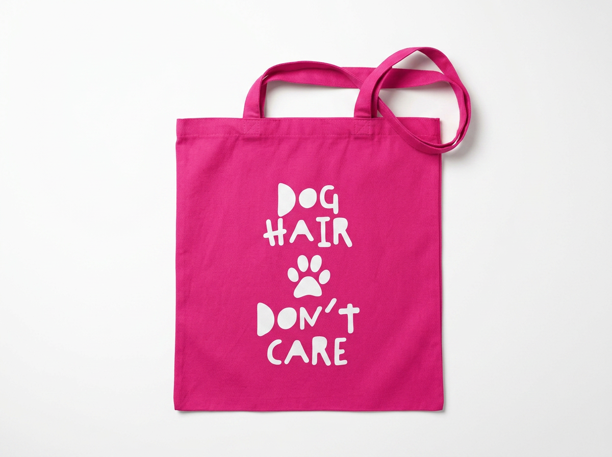 "Dog Hair, Don't Care" Pink Cotton Tote