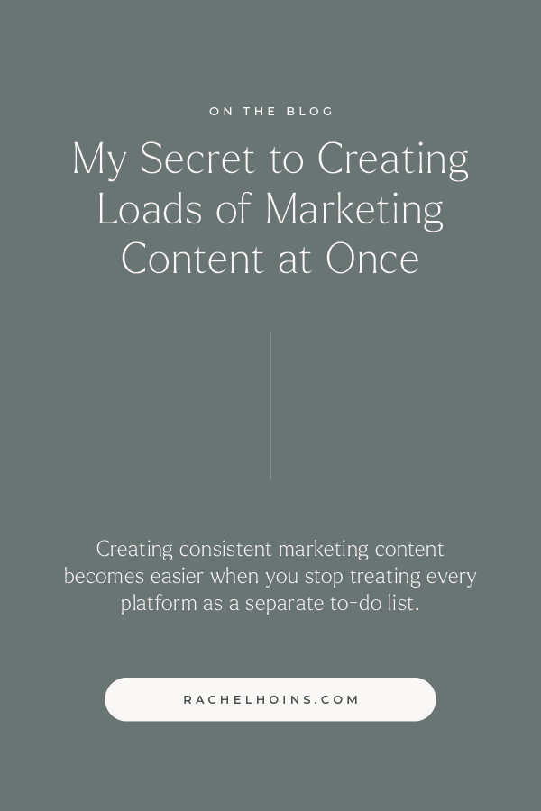  content repurposing strategy, how to batch create content, small business marketing systems, marketing content workflow, content creation efficiency, blog email instagram repurposing, marketing category rotation, sustainable marketing for entreprene