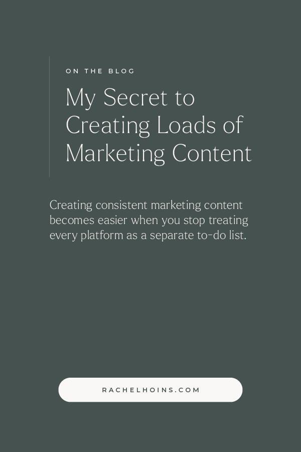  content repurposing strategy, how to batch create content, small business marketing systems, marketing content workflow, content creation efficiency, blog email instagram repurposing, marketing category rotation, sustainable marketing for entreprene