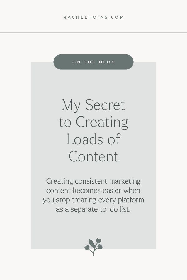  content repurposing strategy, how to batch create content, small business marketing systems, marketing content workflow, content creation efficiency, blog email instagram repurposing, marketing category rotation, sustainable marketing for entreprene