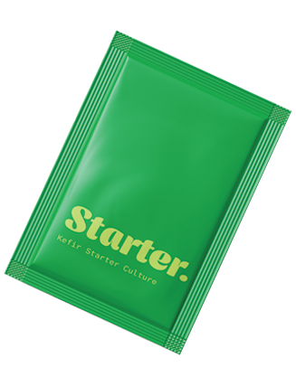 Green packet with the word "starter" and