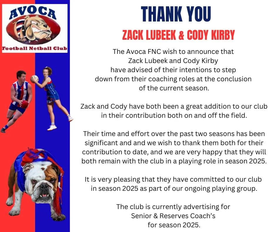 Coaching Announcements and Thank You.