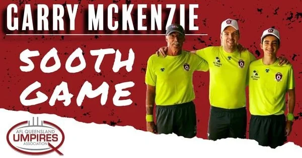 Macka umpires his 500th game.