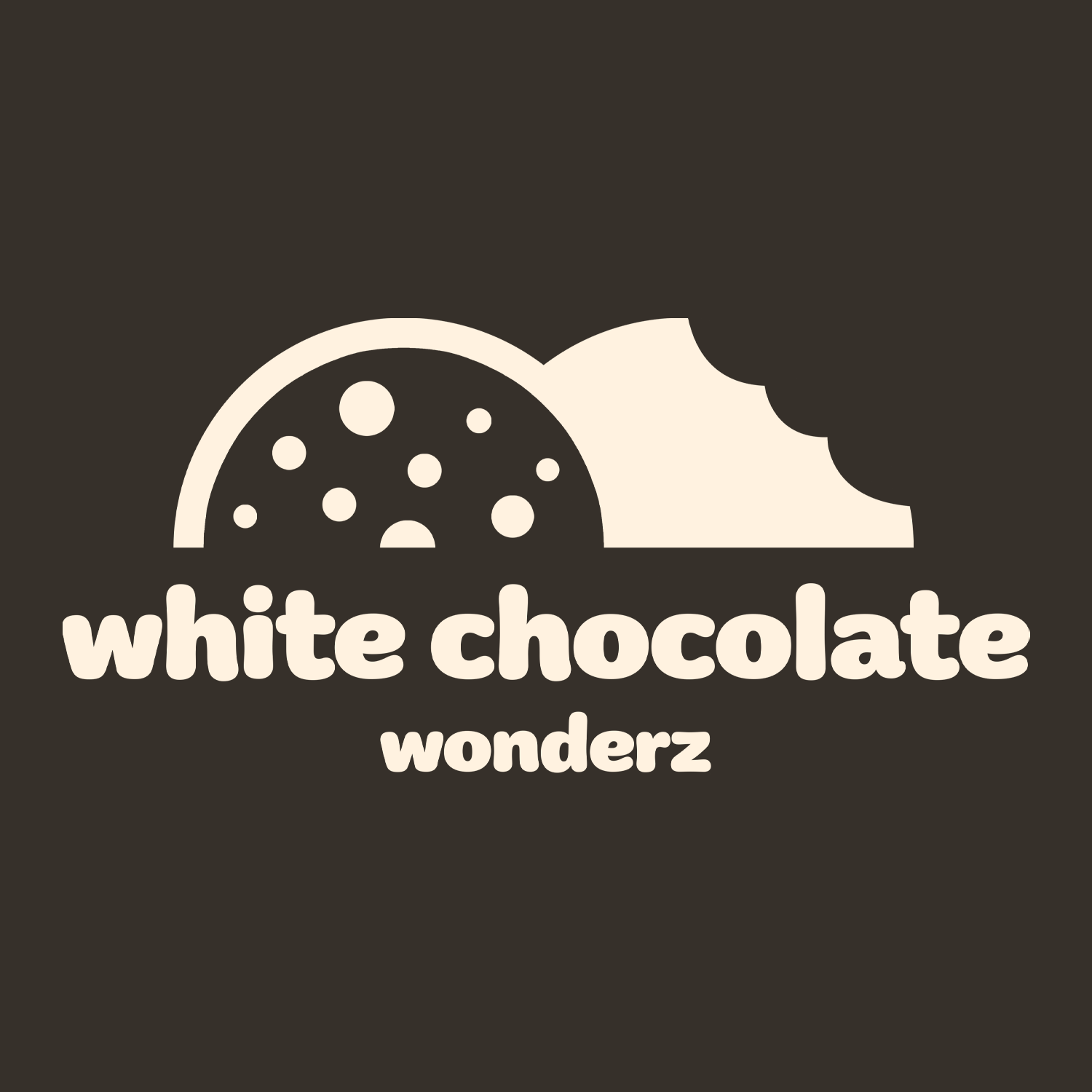 Logo with a cookie and a scoop of ice cream, text reads 'white chocolate wonderz' in bold font