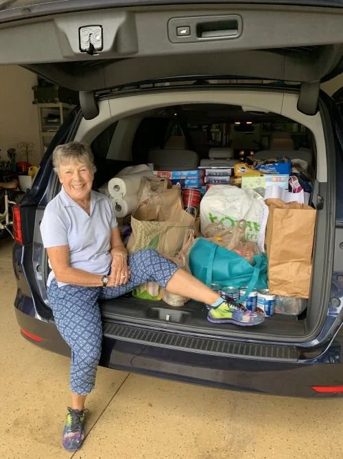 Sue Rice with Donated Food