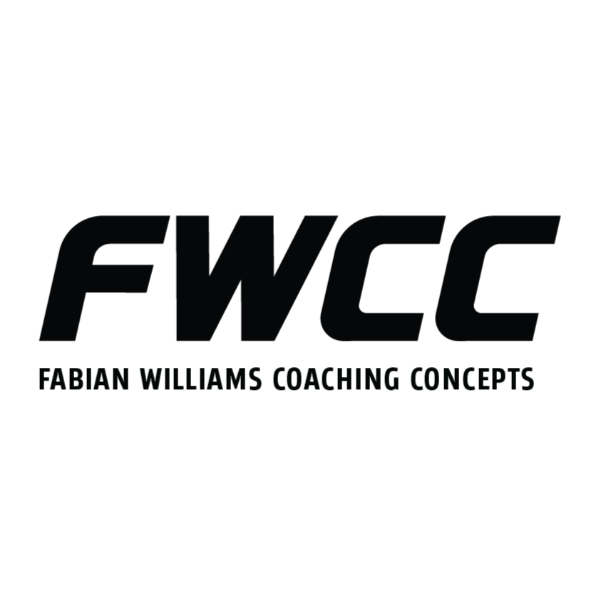 Logo with gold and black colors featuring the text "Fabian Williams TWC Coaching Concepts" with stylized fonts.