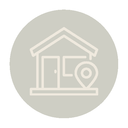 Icon of a house with a location pin