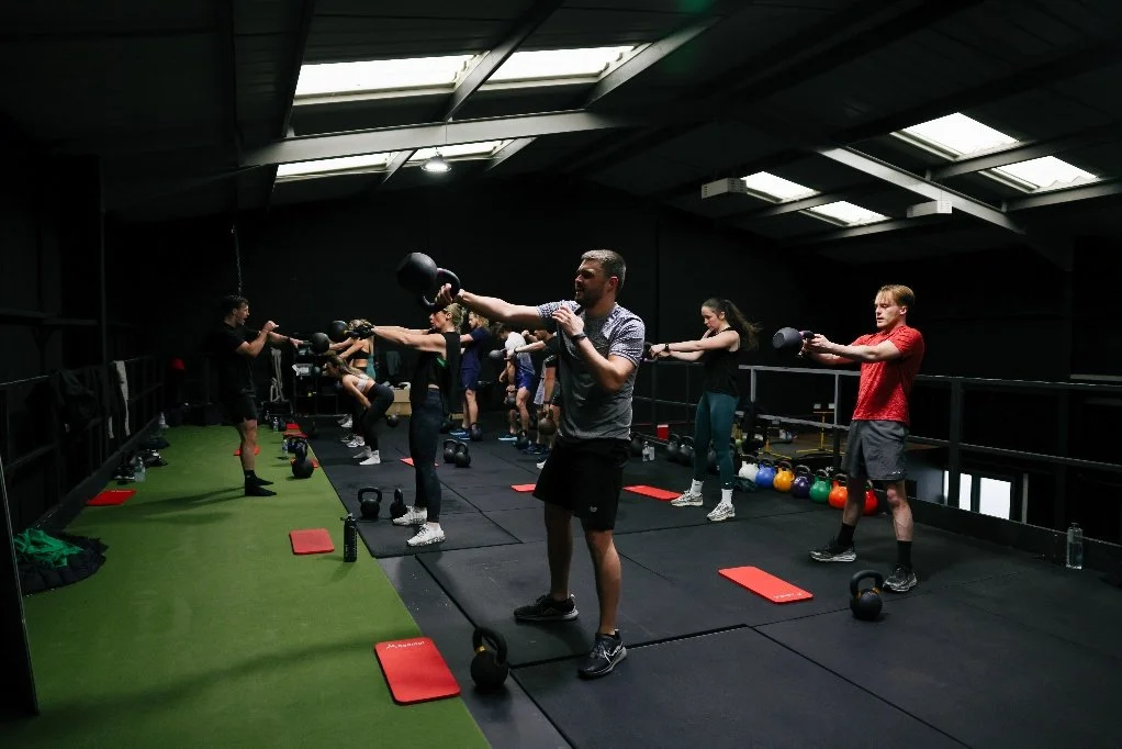 Group kettlebell classes in Liverpool training together in a coached session