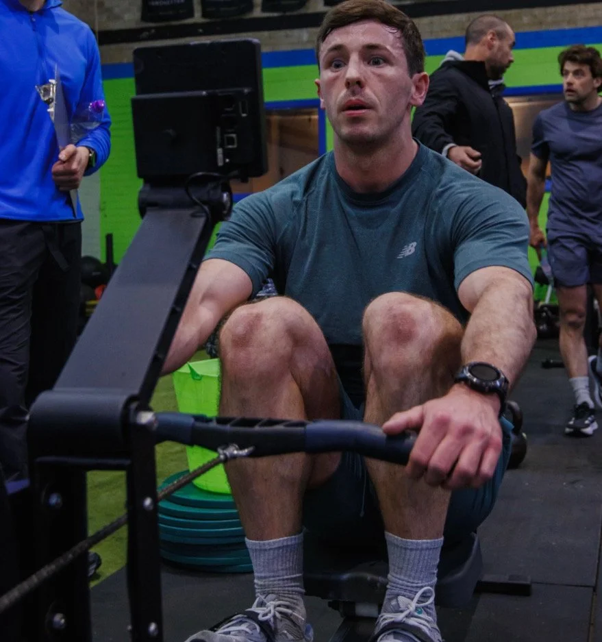 Man using a rowing machine during SGPT conditioning classes.