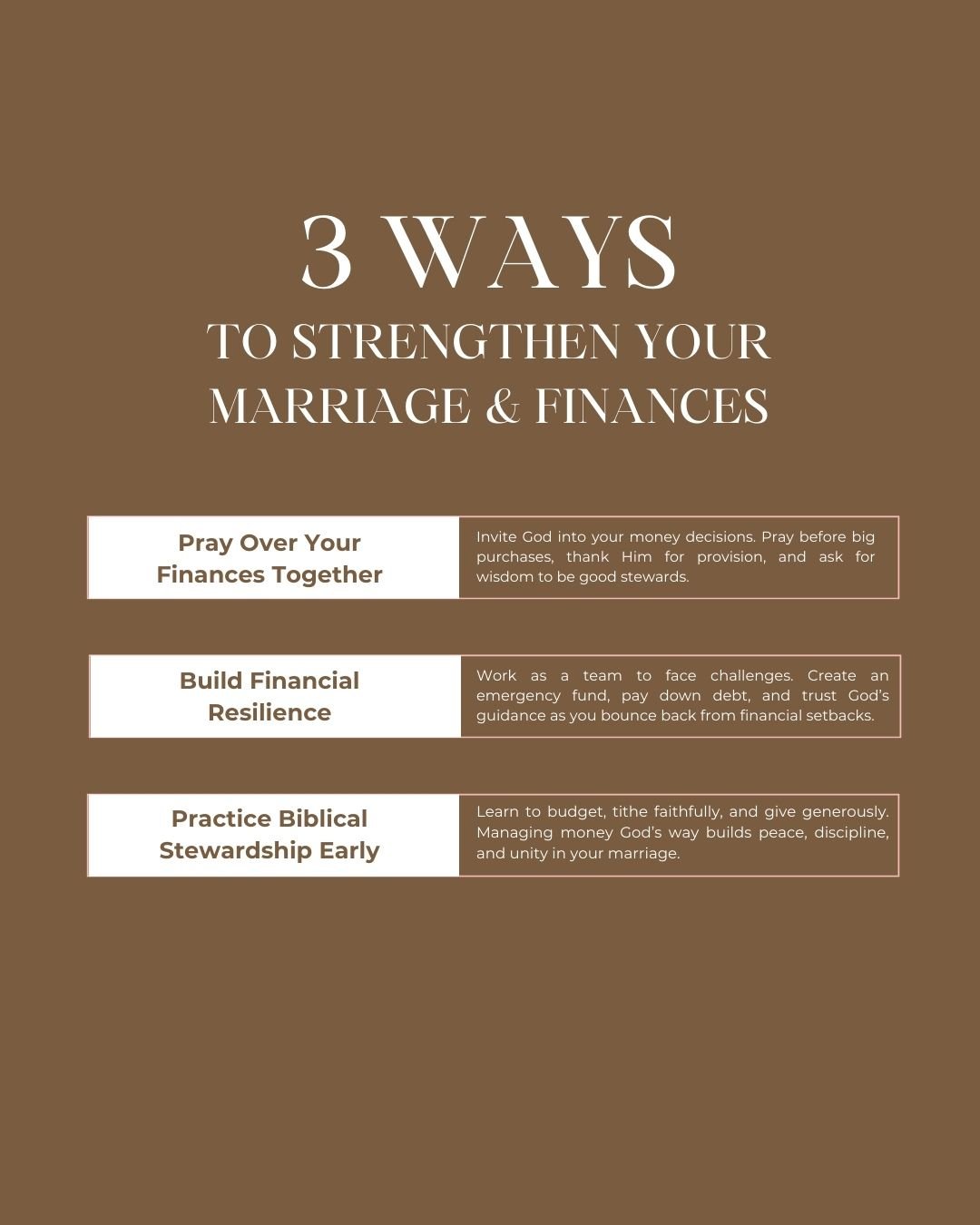 Strong marriages don&rsquo;t just happen, they&rsquo;re built with intention, faith, and honesty.

Pray together, Grow together, and Steward what God has given you, together. Because when your finances align, your hearts follow. 💛

Want a fun way to