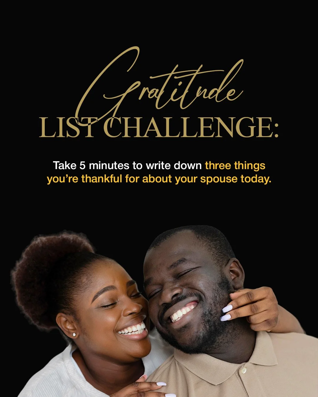 Gratitude changes everything, especially in your relationship. It&rsquo;s easy to focus on what&rsquo;s missing&hellip; but what if you paused and focused on what&rsquo;s already there?

Take 5 minutes today. Write down 3 things you&rsquo;re thankful